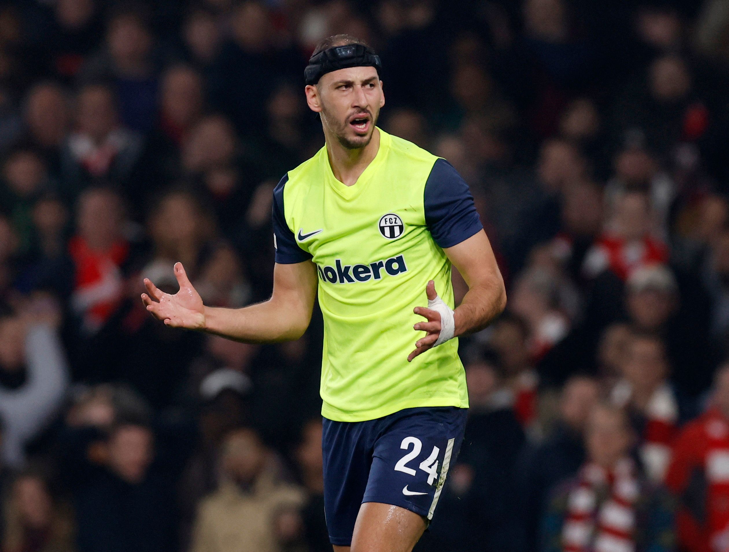 Soccer Football - Europa League - Group A - Arsenal v FC Zurich - Emirates Stadium, London, Britain - November 3, 2022  FC Zurich's Nikola Katic reacts Action Images via Reuters/Andrew Couldridge