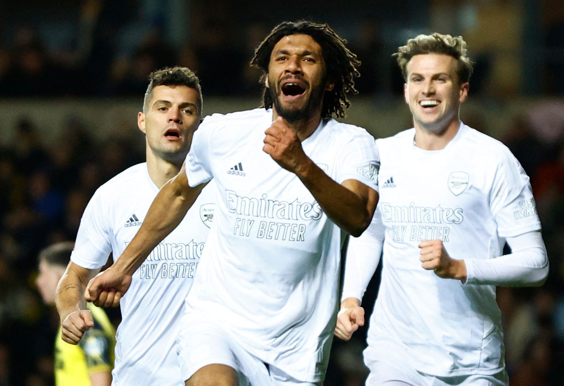 Soccer Football - FA Cup Third Round - Oxford United v Arsenal - Kassam Stadium, Oxford, Britain - January 9, 2023 Arsenal's Mohamed Elneny celebrates scoring their first goal Action Images via Reuters/John Sibley