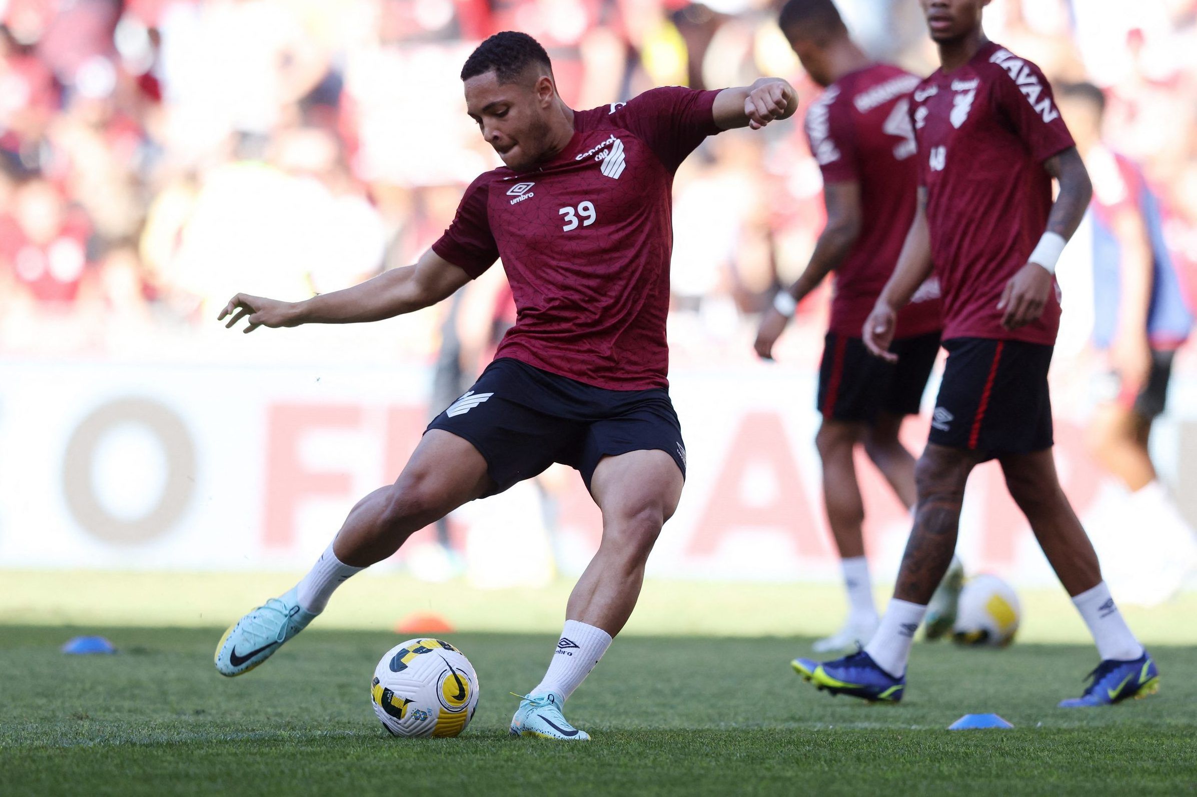 Atletico Paranaense's Vitor Roque during the warm up