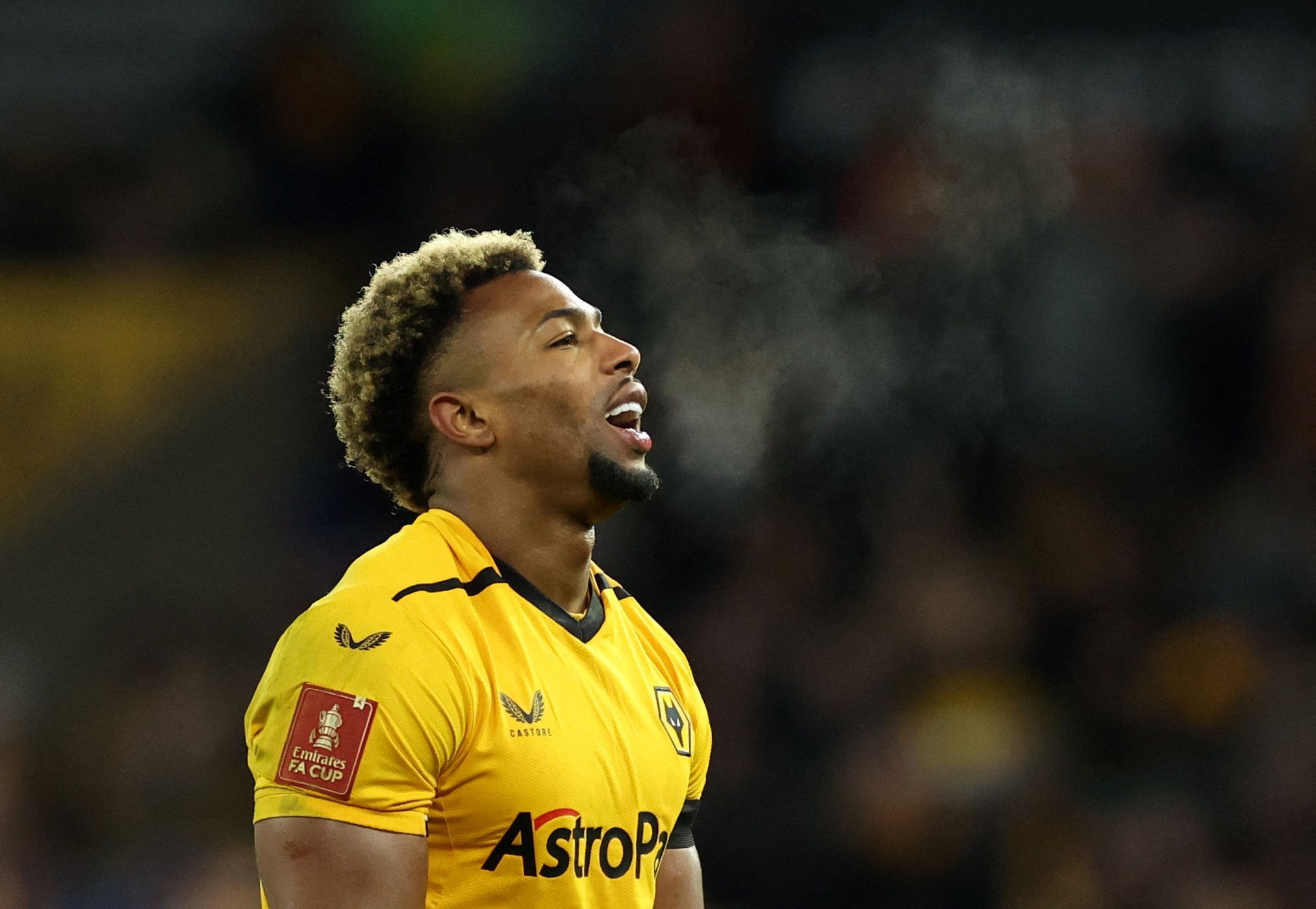 Soccer Football - FA Cup Third Round Replay - Wolverhampton Wanderers v Liverpool - Molineux Stadium, Wolverhampton, Britain - January 17, 2023 Wolverhampton Wanderers' Adama Traore reacts REUTERS/Phil Noble
