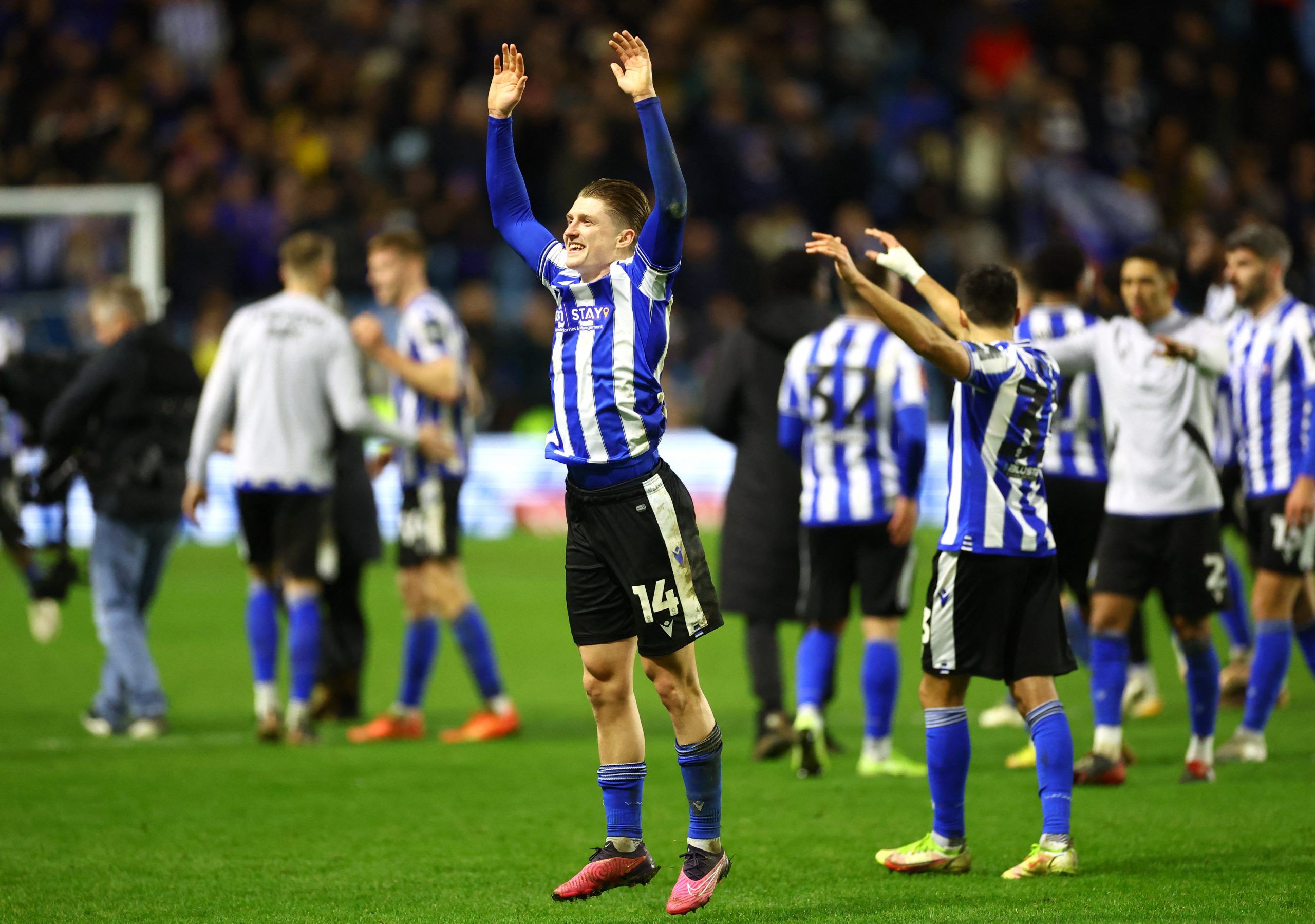 Soccer Football - FA Cup Third Round - Sheffield Wednesday v Newcastle United - Hillsborough Stadium, Sheffield, Britain - January 7, 2023 Sheffield Wednesday's George Byers celebrates after the match REUTERS/Carl Recine