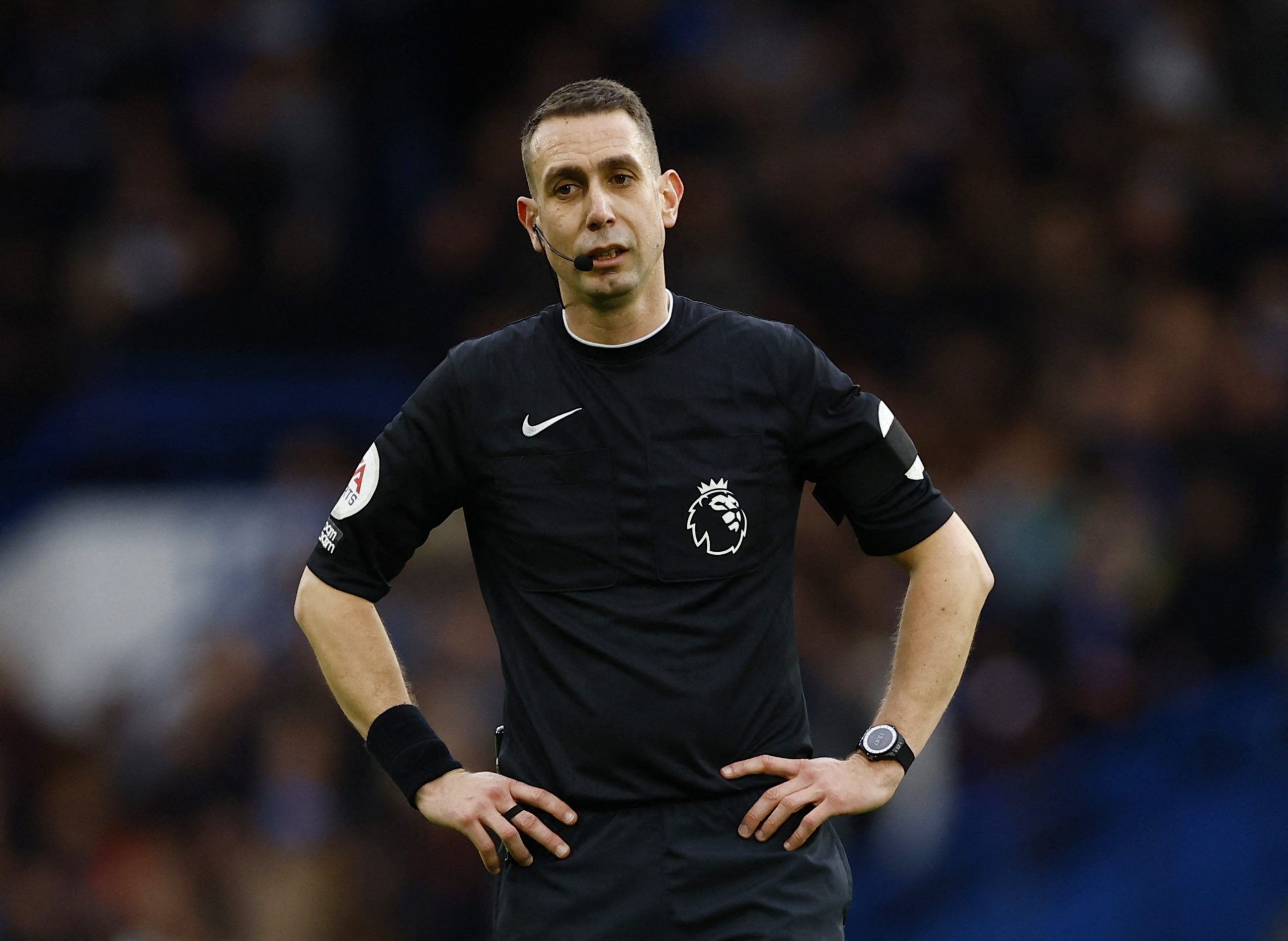Soccer Football - Premier League - Chelsea v Southampton - Stamford Bridge, London, Britain - February 18, 2023 Referee David Coote Action Images via Reuters/Andrew Boyers EDITORIAL USE ONLY. No use with unauthorized audio, video, data, fixture lists, club/league logos or 'live' services. Online in-match use limited to 75 images, no video emulation. No use in betting, games or single club /league/player publications.  Please contact your account representative for further details.