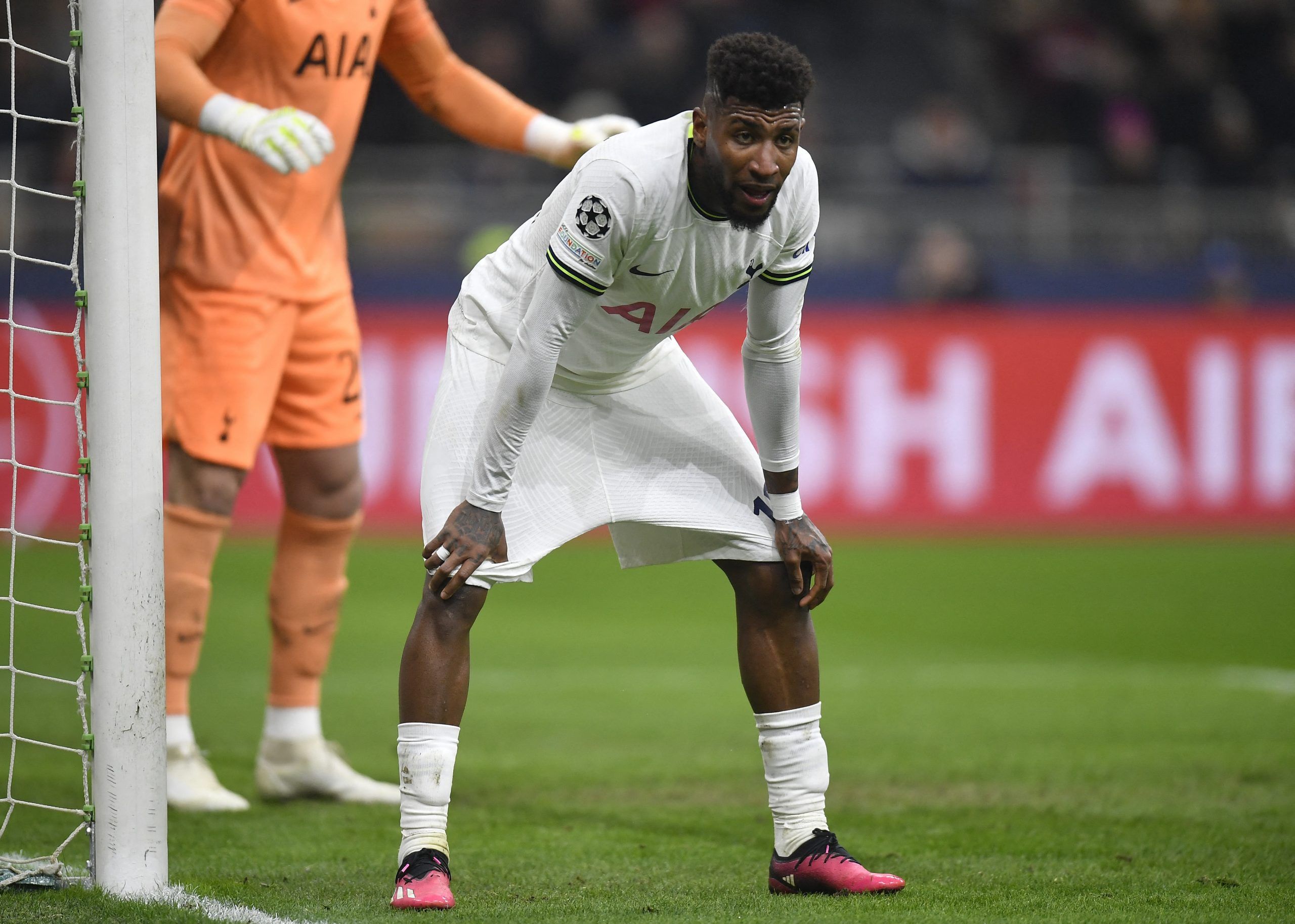 Soccer Football - Champions League - Round of 16 First Leg - AC Milan v Tottenham Hotspur - San Siro, Milan, Italy - February 14, 2023  Tottenham Hotspur's Emerson Royal reacts REUTERS/Daniele Mascolo