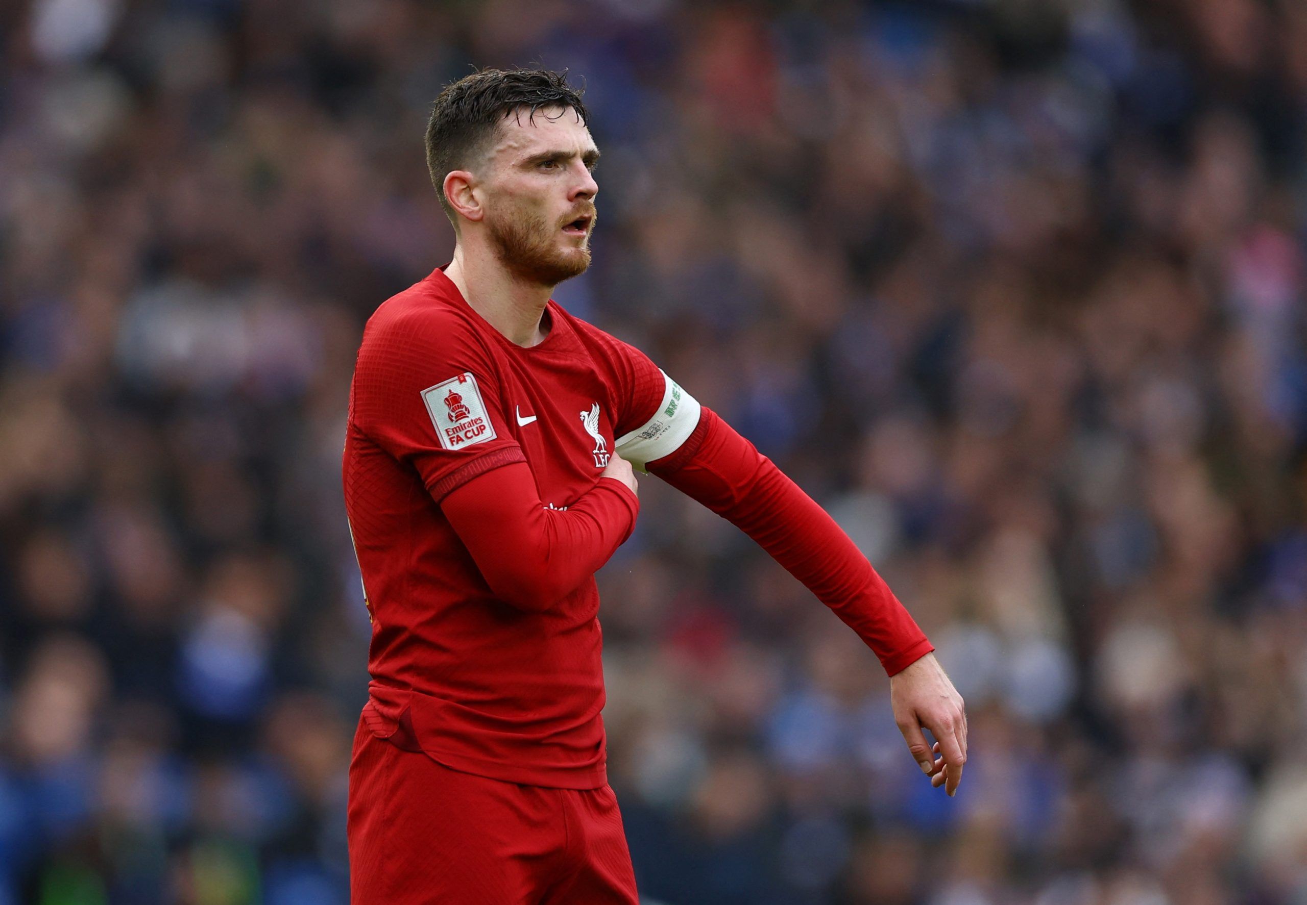 Soccer Football - FA Cup - Fourth Round - Brighton &amp; Hove Albion v Liverpool - The American Express Community Stadium, Brighton, Britain - January 29, 2023  Liverpool's Andrew Robertson Action Images via Reuters/Matthew Childs