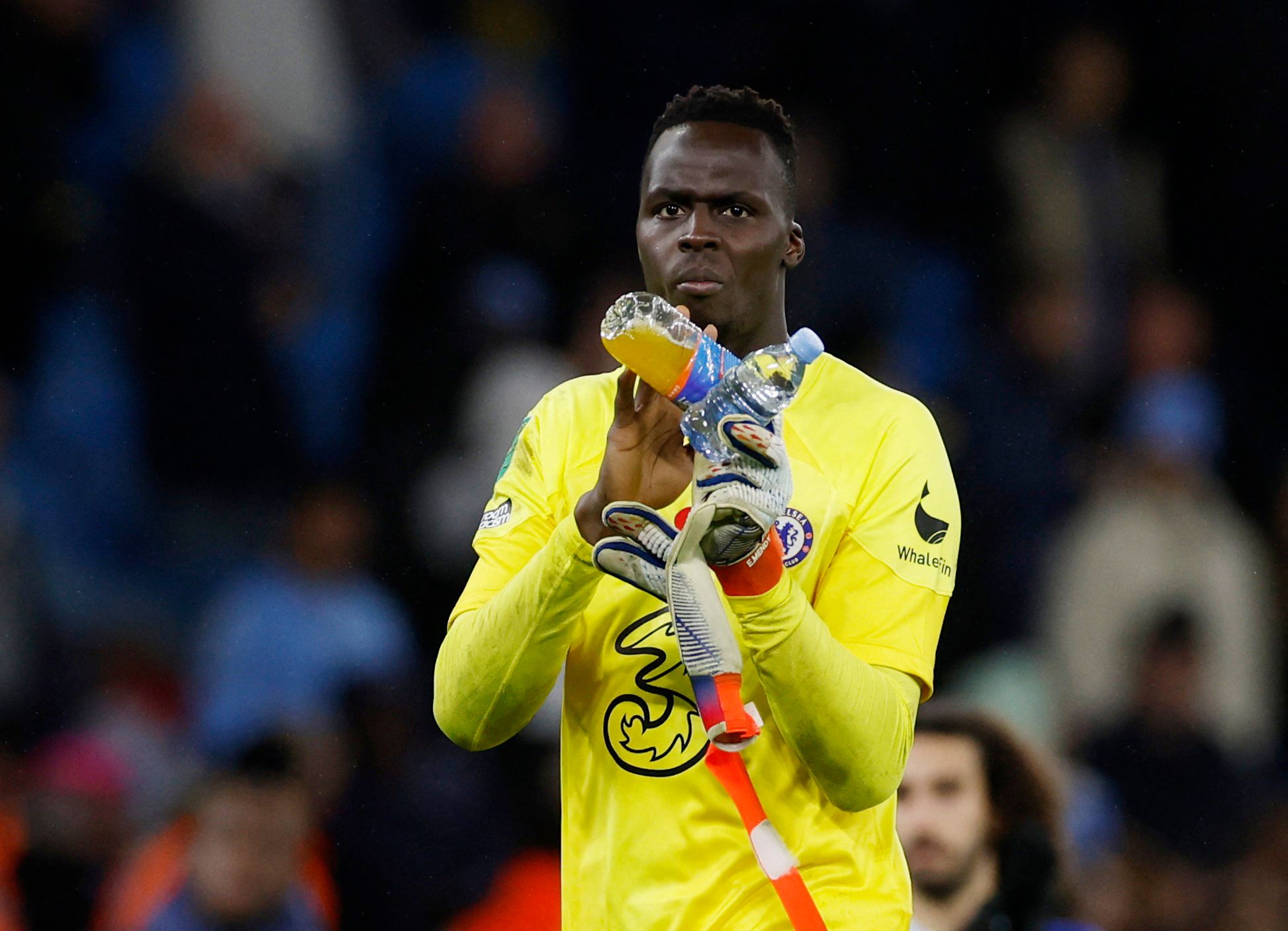 Soccer Football - Carabao Cup Third Round - Manchester City v Chelsea - Etihad Stadium, Manchester, Britain - November 9, 2022 Chelsea's Edouard Mendy looks dejected after the match Action Images via Reuters/Jason Cairnduff EDITORIAL USE ONLY. No use with unauthorized audio, video, data, fixture lists, club/league logos or 'live' services. Online in-match use limited to 75 images, no video emulation. No use in betting, games or single club /league/player publications.  Please contact your accoun