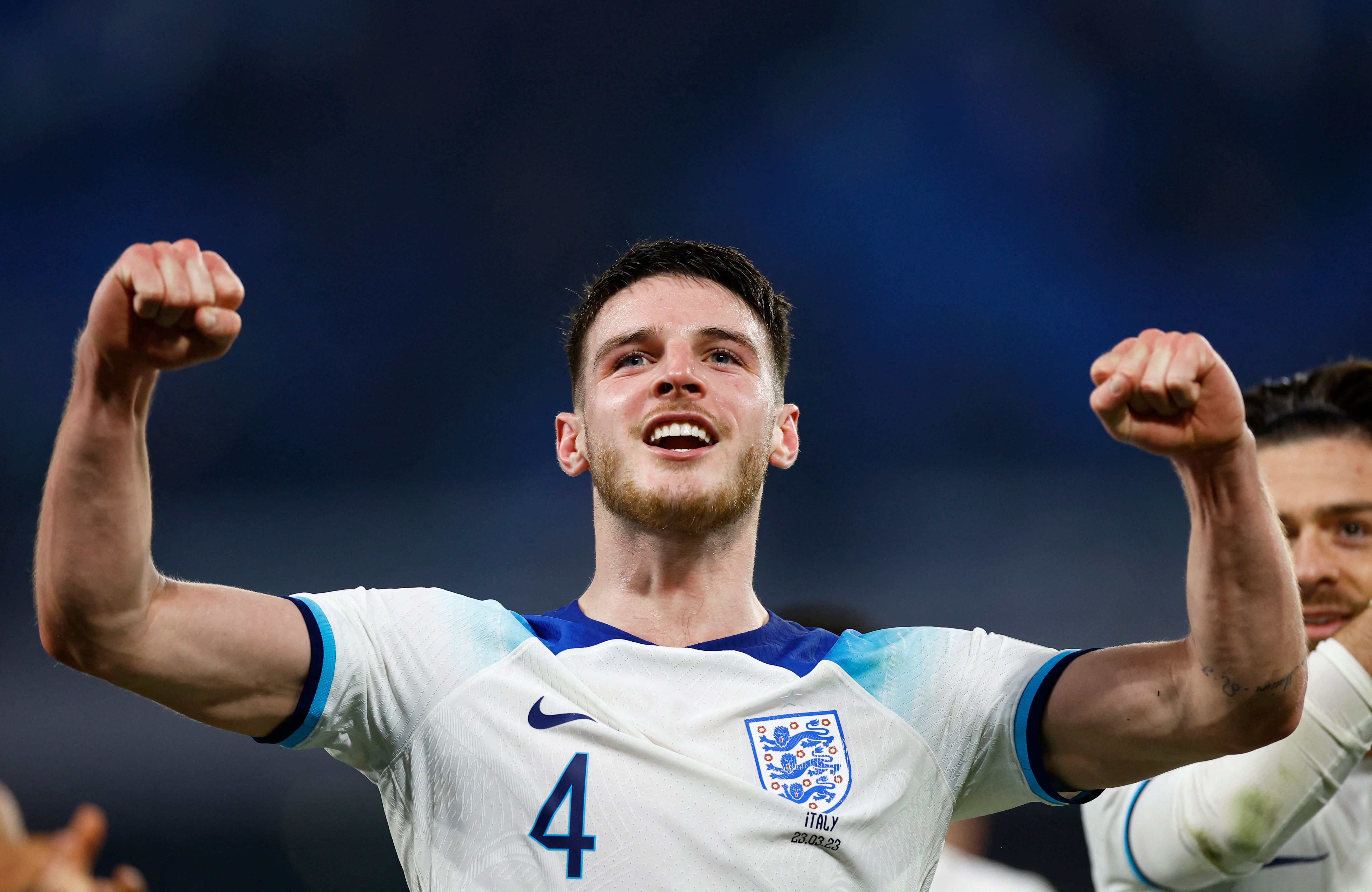 England's Declan Rice celebrates after the match