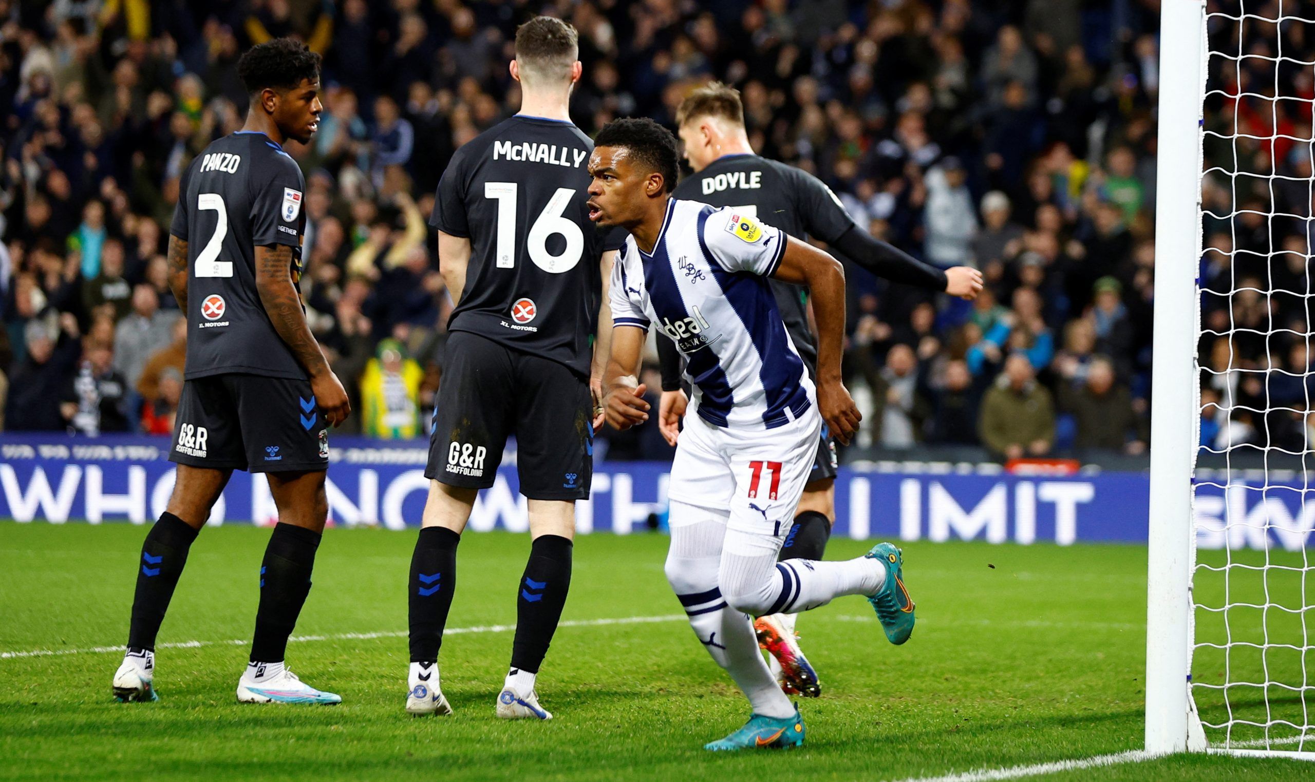 Soccer Football - Championship - West Bromwich Albion v Coventry City - The Hawthorns, West Bromwich, Britain - February 3, 2023  West Bromwich Albion's Grady Diangana celebrates after scoring their first goal  Action Images/John Sibley  EDITORIAL USE ONLY. No use with unauthorized audio, video, data, fixture lists, club/league logos or 