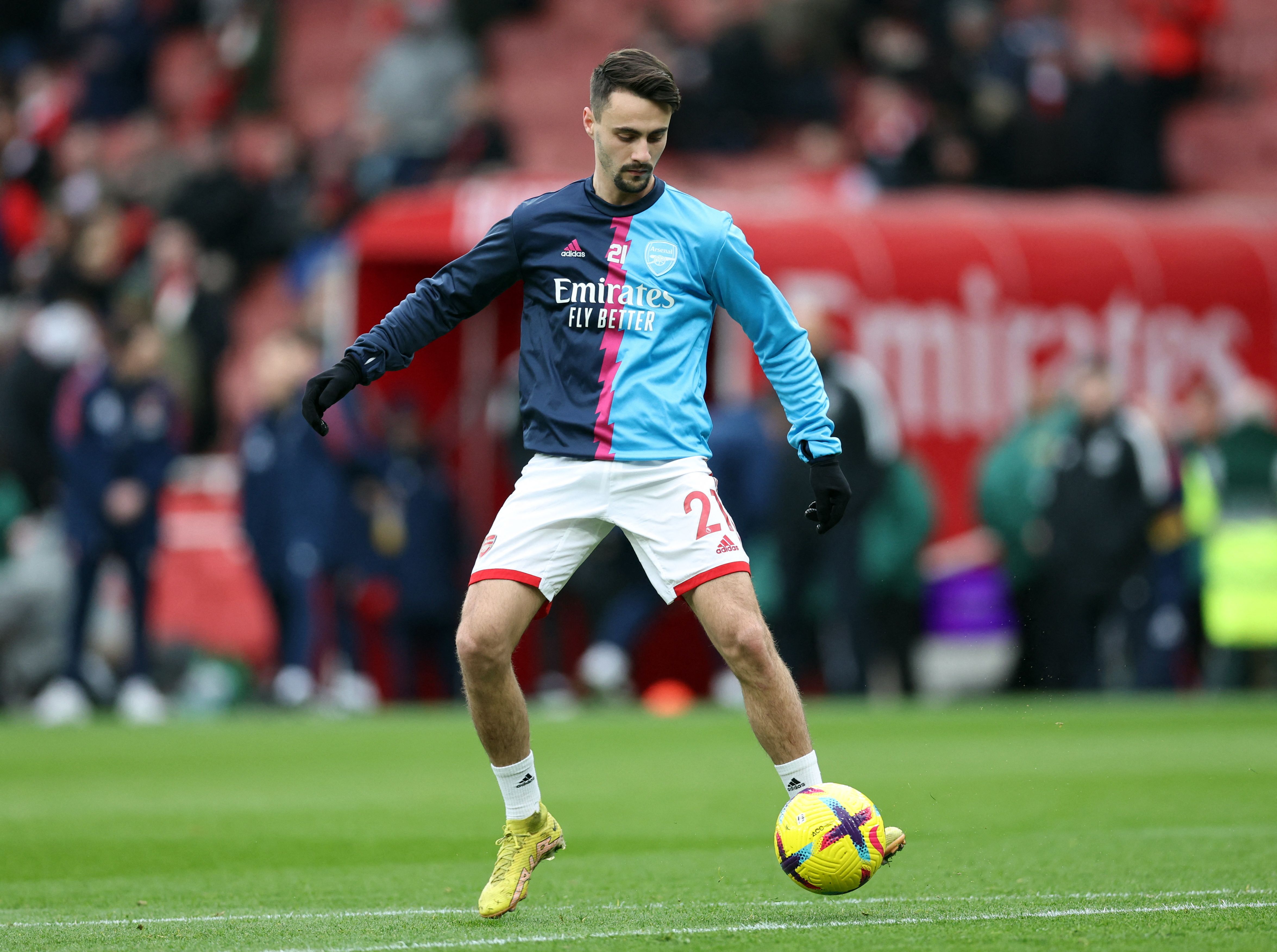 Arsenal's Fabio Vieira during the warm up before the match