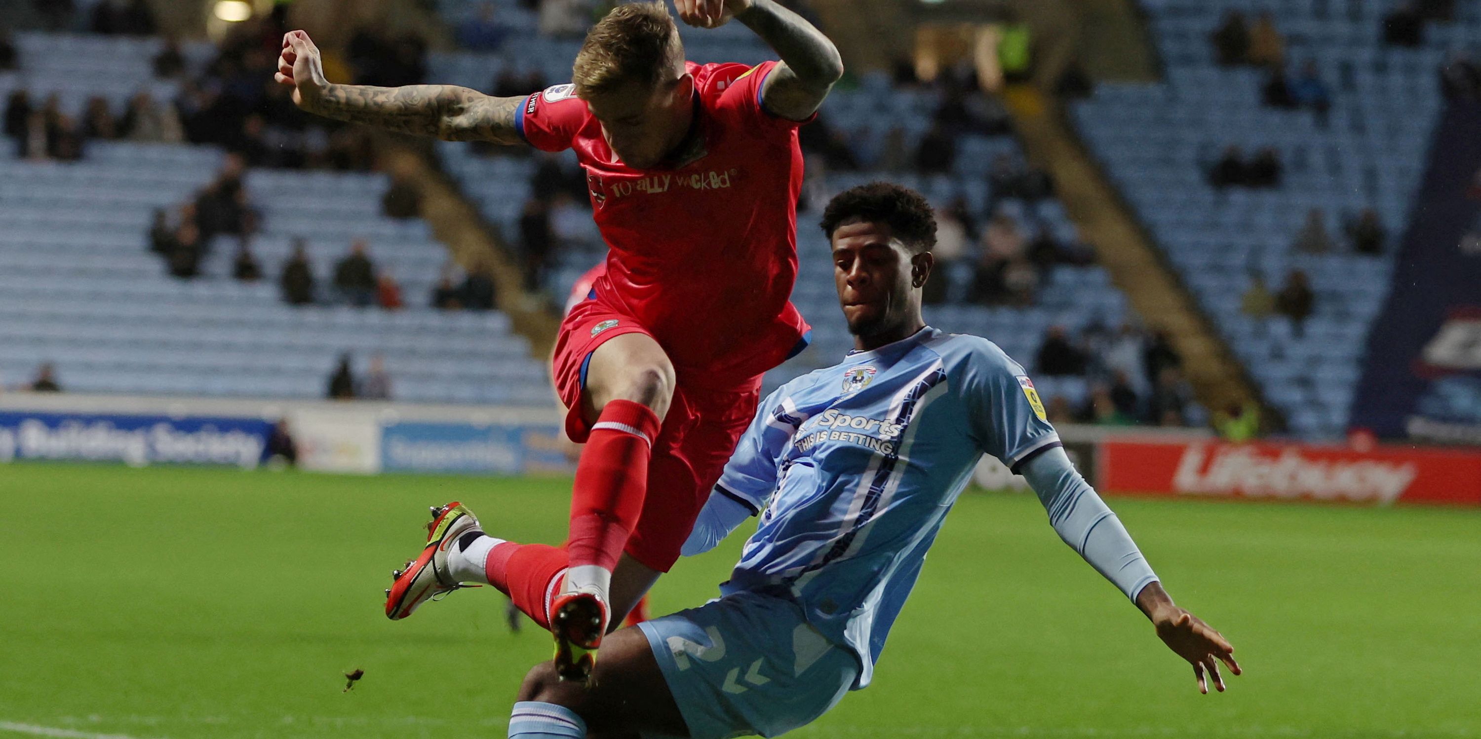 Blackburn's Sammie Szmodics in action with Coventry's Jonathan Panzo