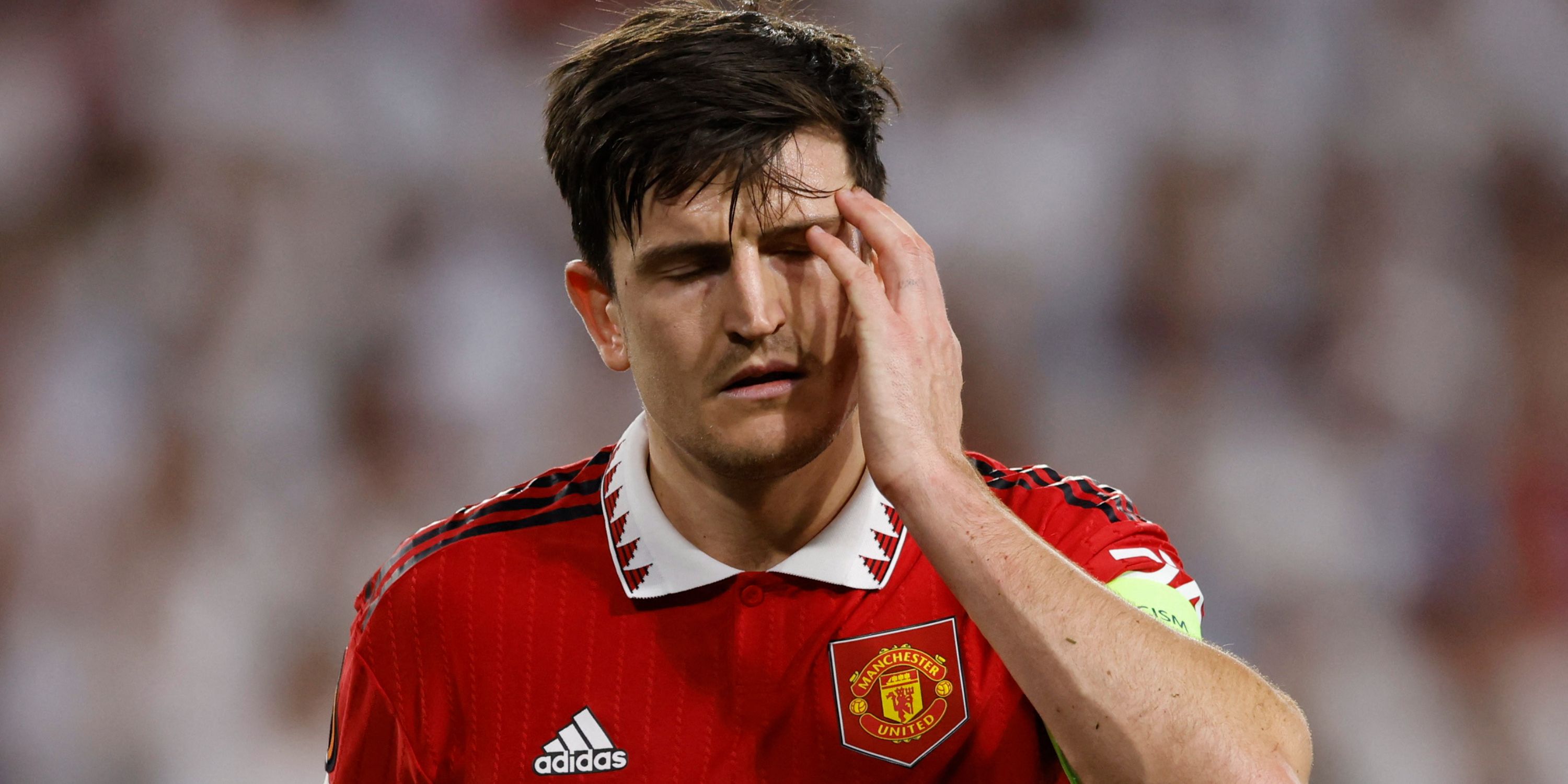 Manchester United's Harry Maguire puts his head in his hand