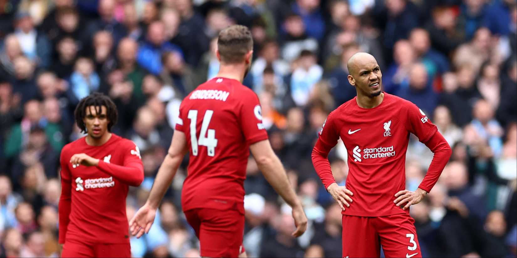 Fabinho, Trent Alexander-Arnold and Jordan Henderson for Liverpool