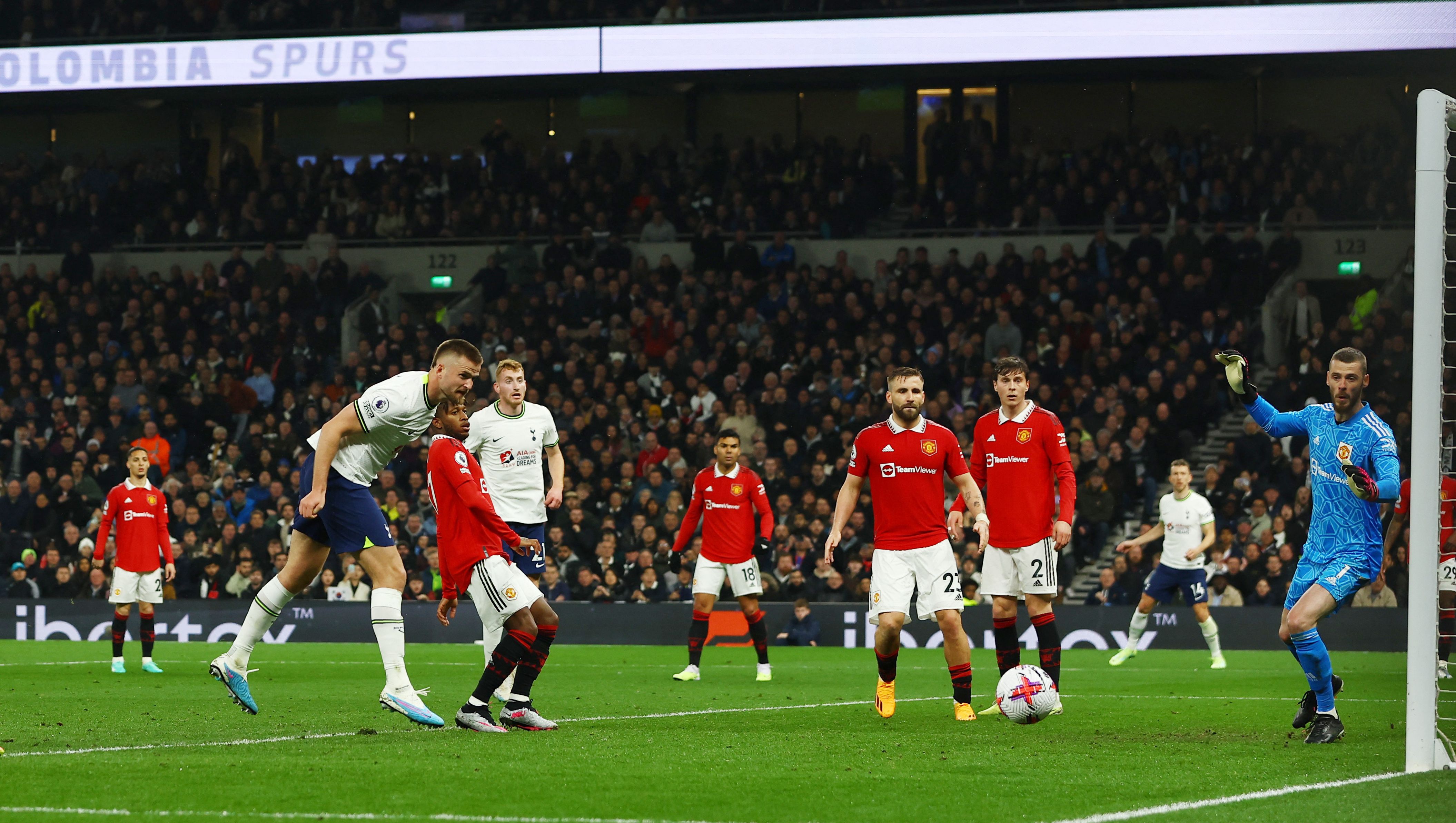Tottenham Hotspur's Eric Dier heads at goal