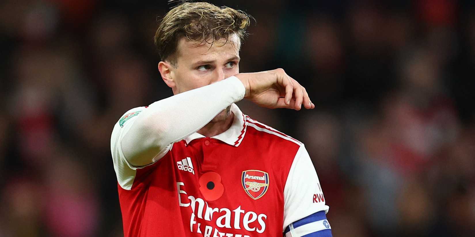 Arsenal's Rob Holding reacts