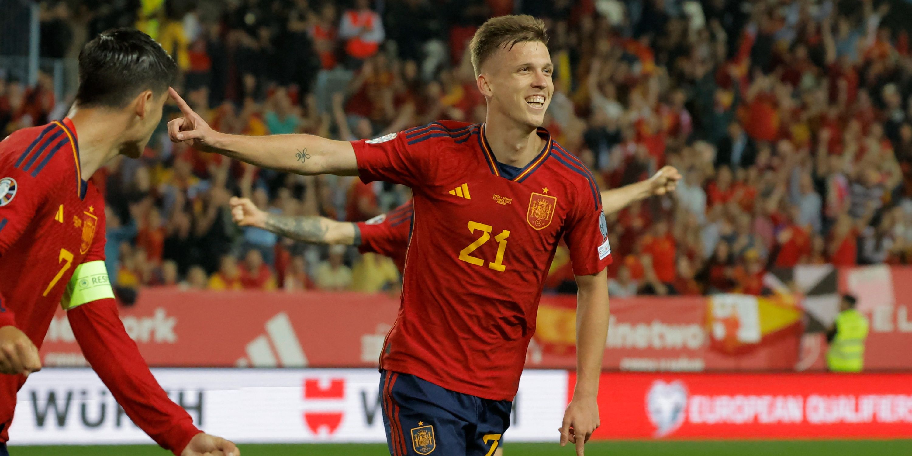 Dani Olmo playing for Spain