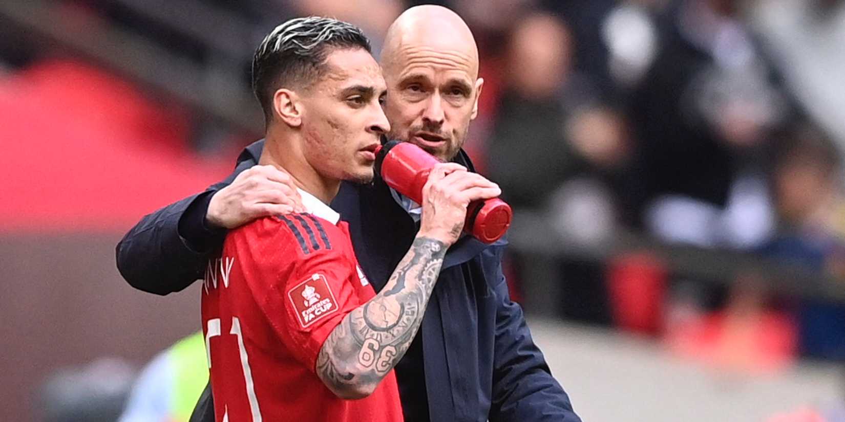 Manchester United director Eric Tin Hag talks to Anthony