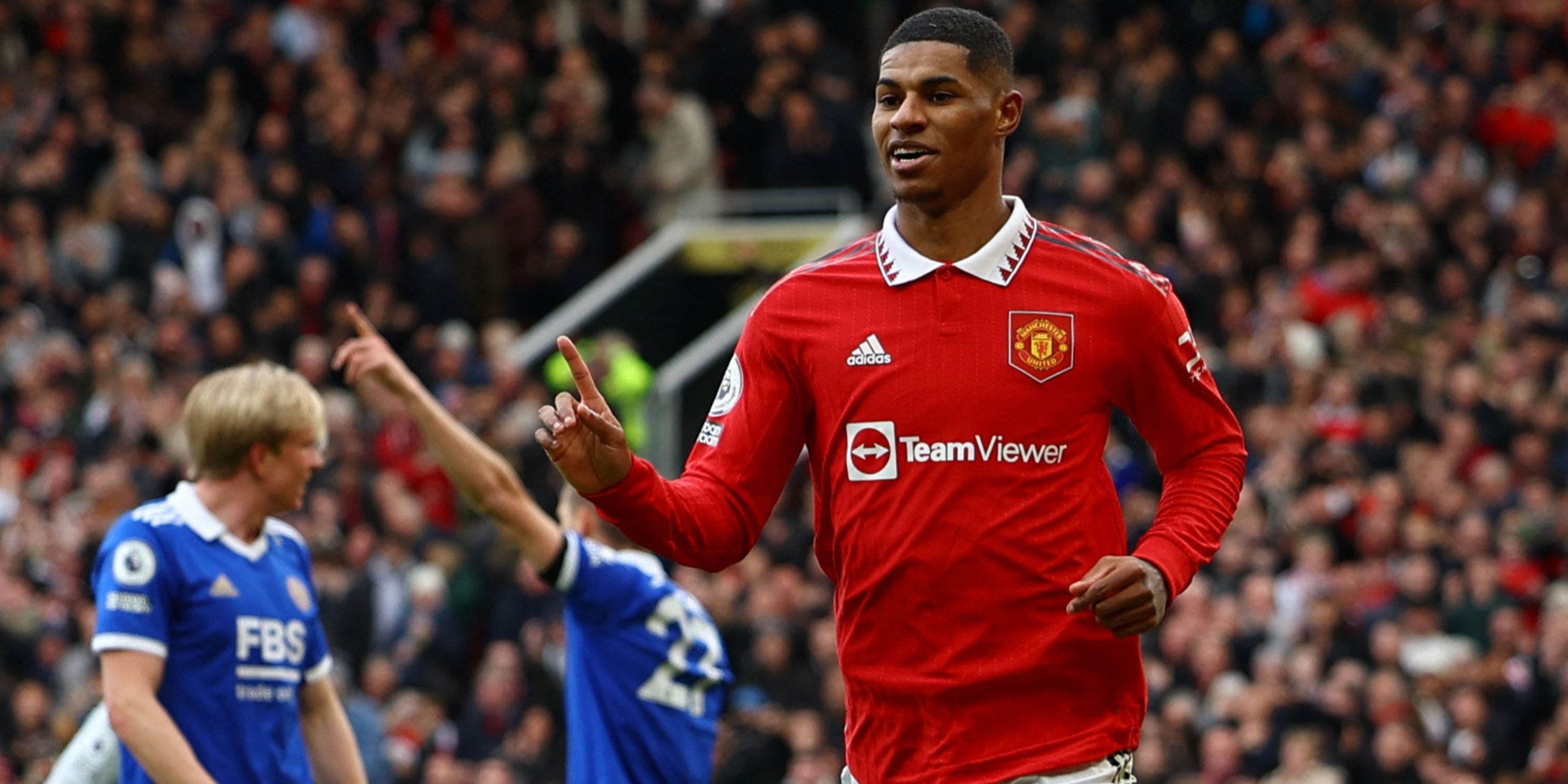 Marcus Rashford celebrates for Manchester United