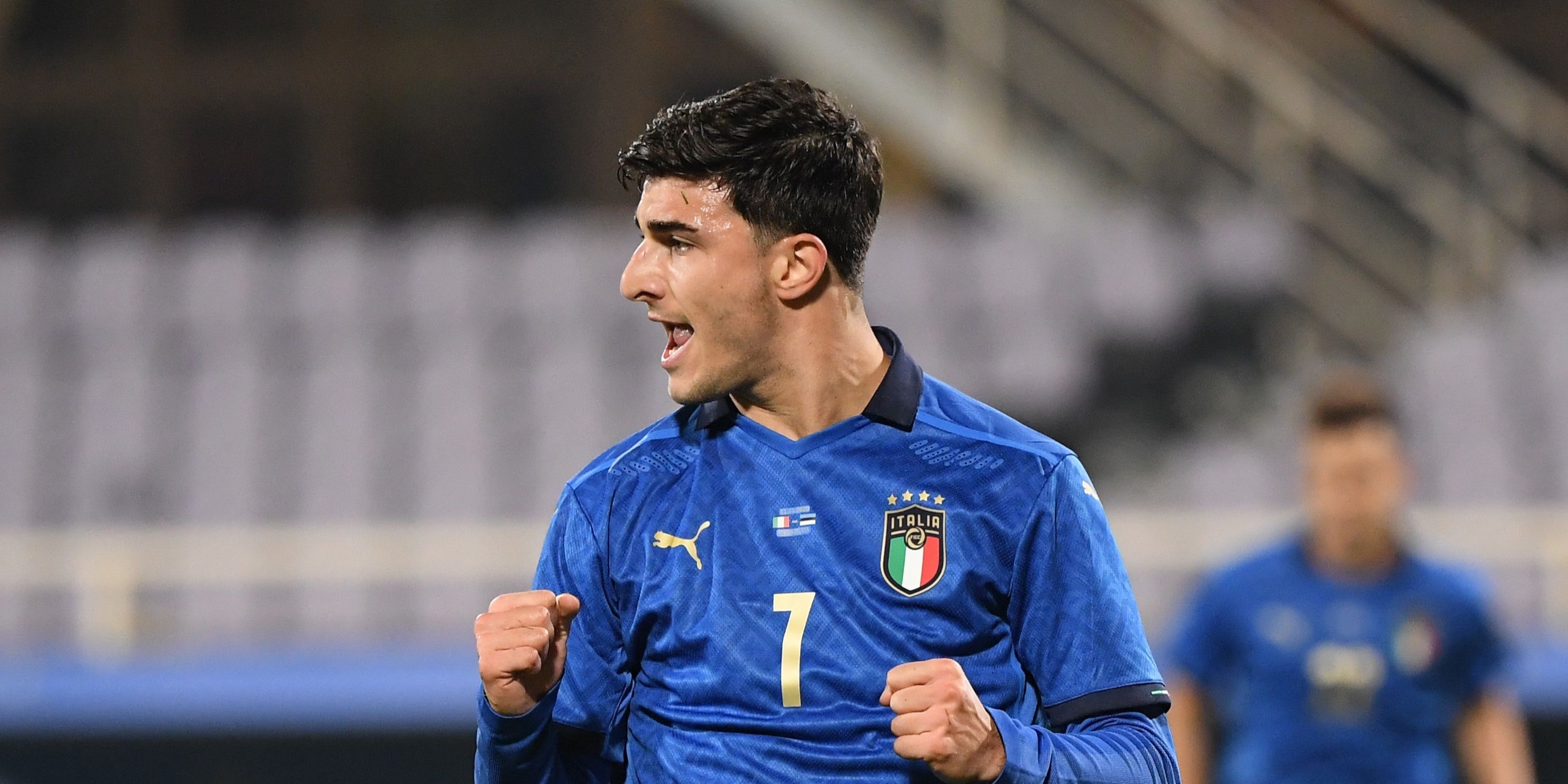 Riccardo Orsolini celebrates for Italy