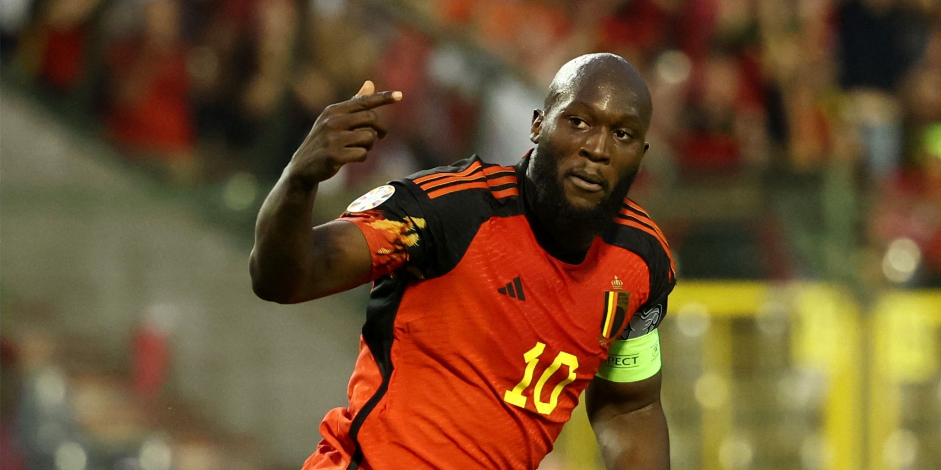 Romelu Lukaku celebrates for Belgium