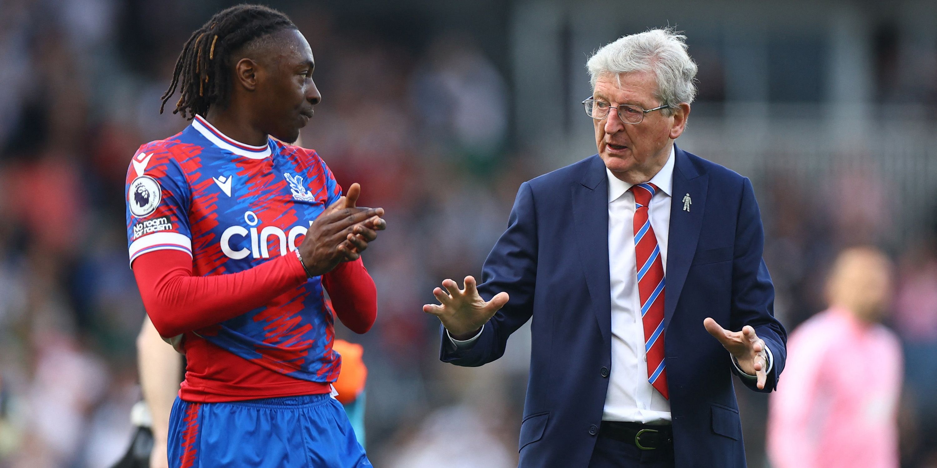 Crystal Palace manager Roy Hodgson with Eberechi Eze after the match