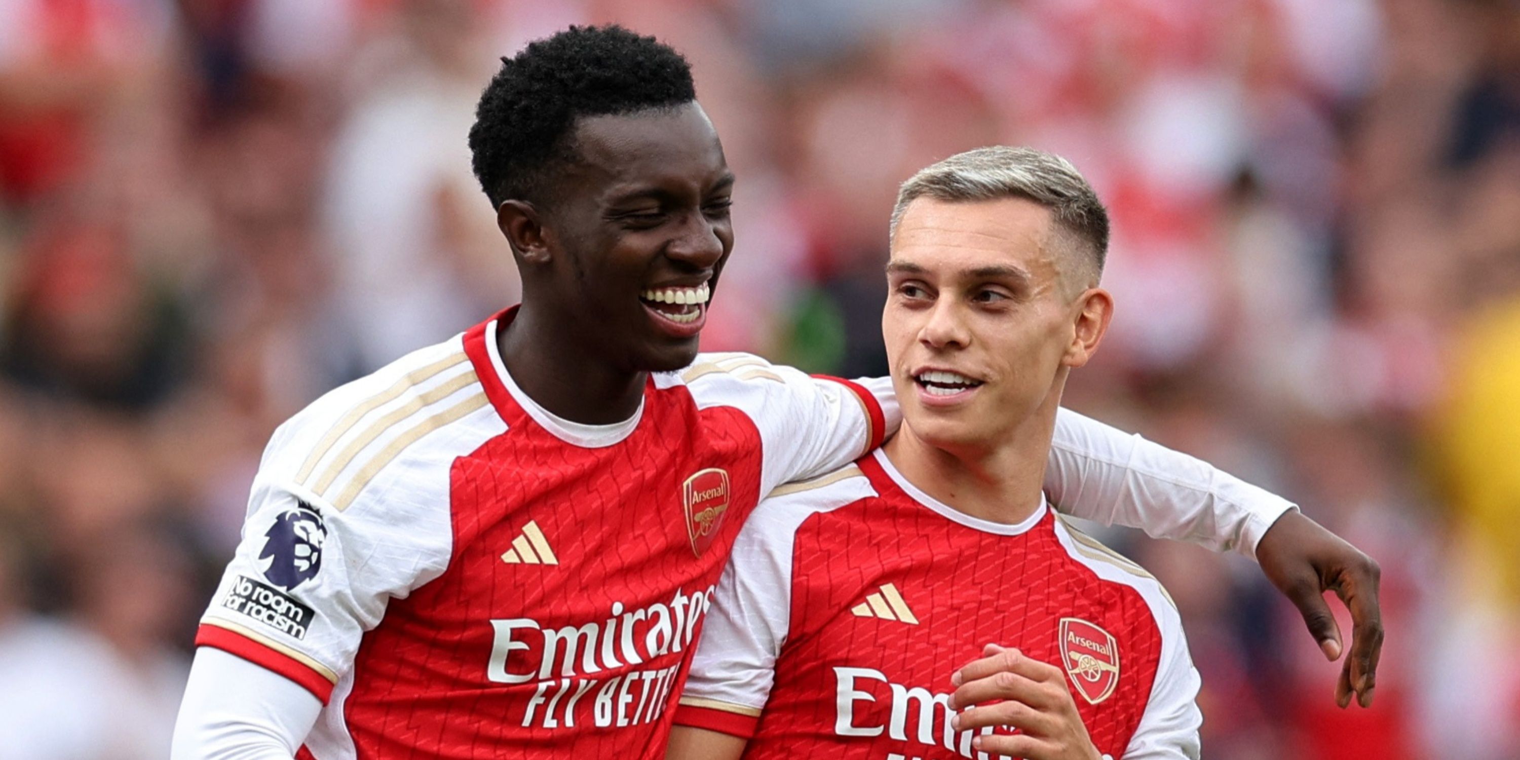 Arsenal's Eddie Nketiah and Leandro Trossard.