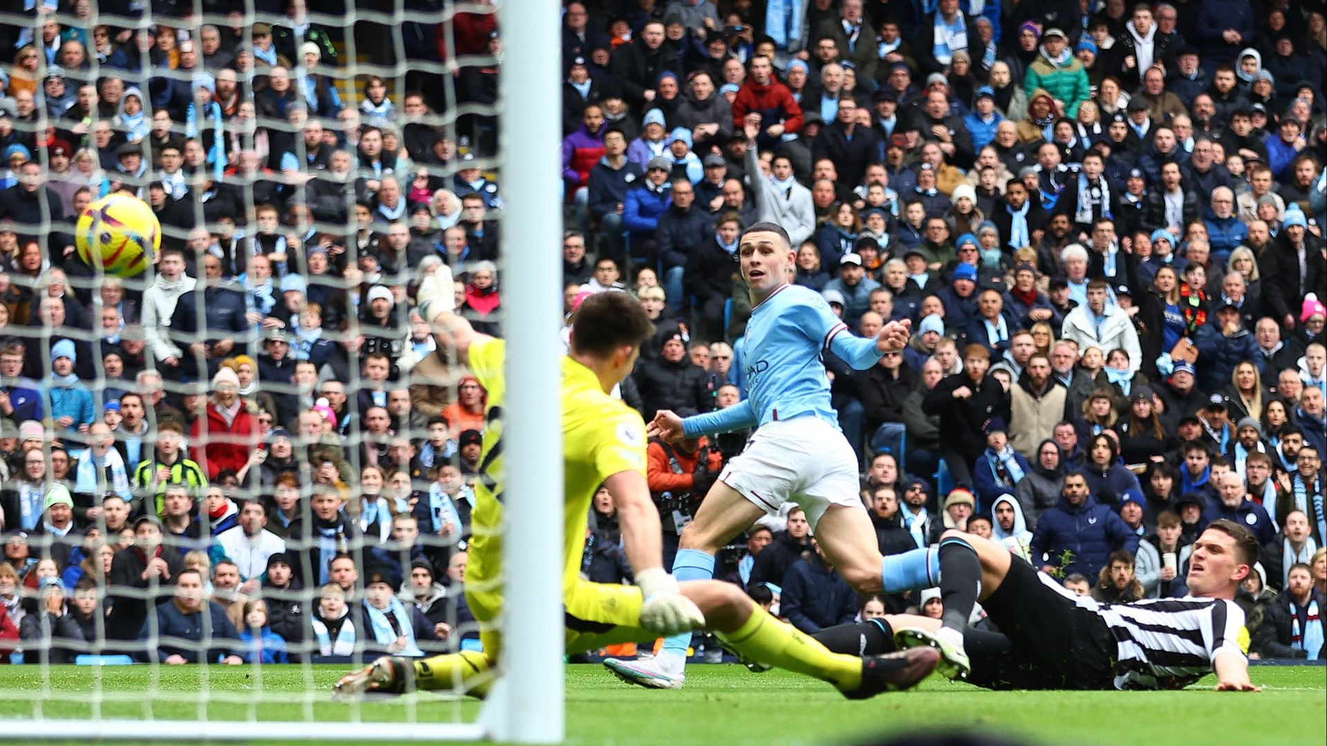 Man City's Phil Foden scores v Newcastle United