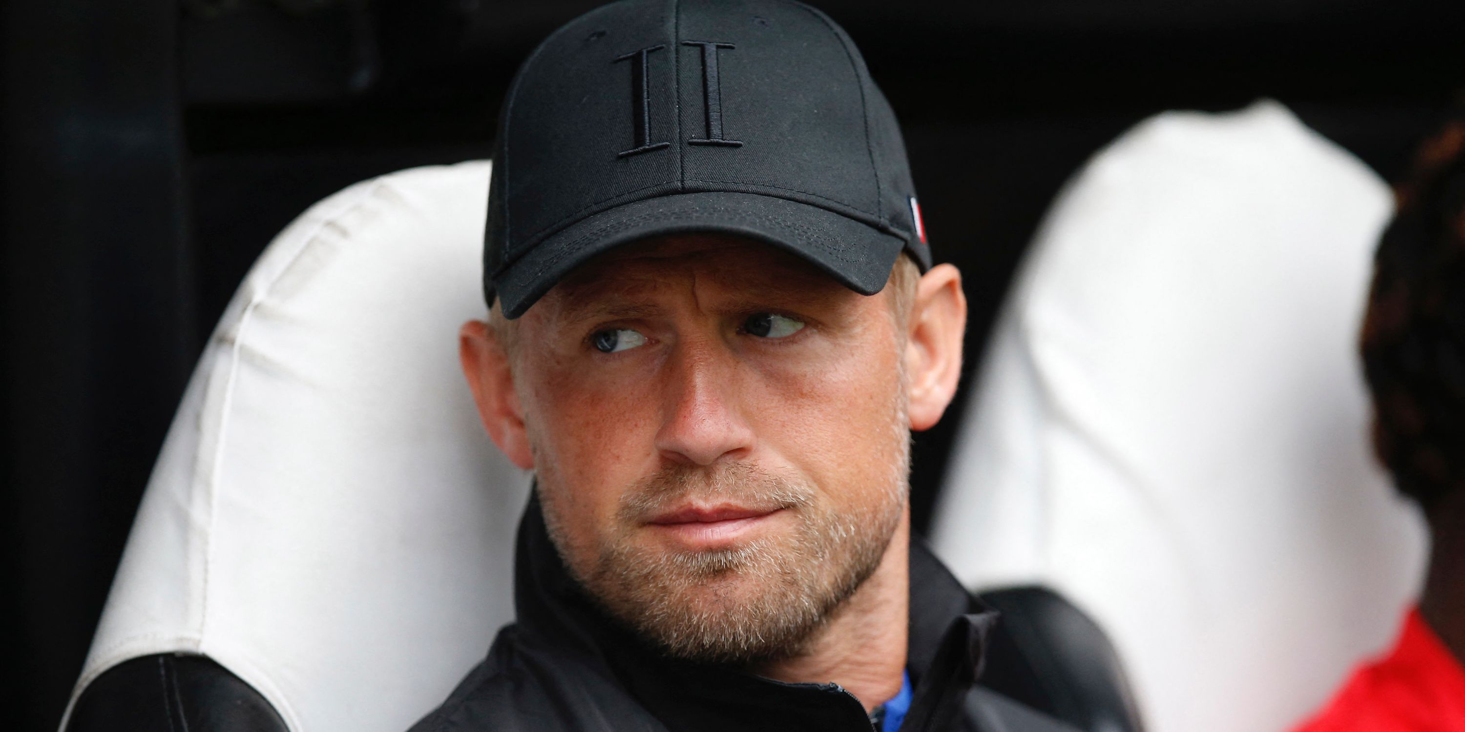 Nice's Kasper Schmeichel is pictured on the bench before the match