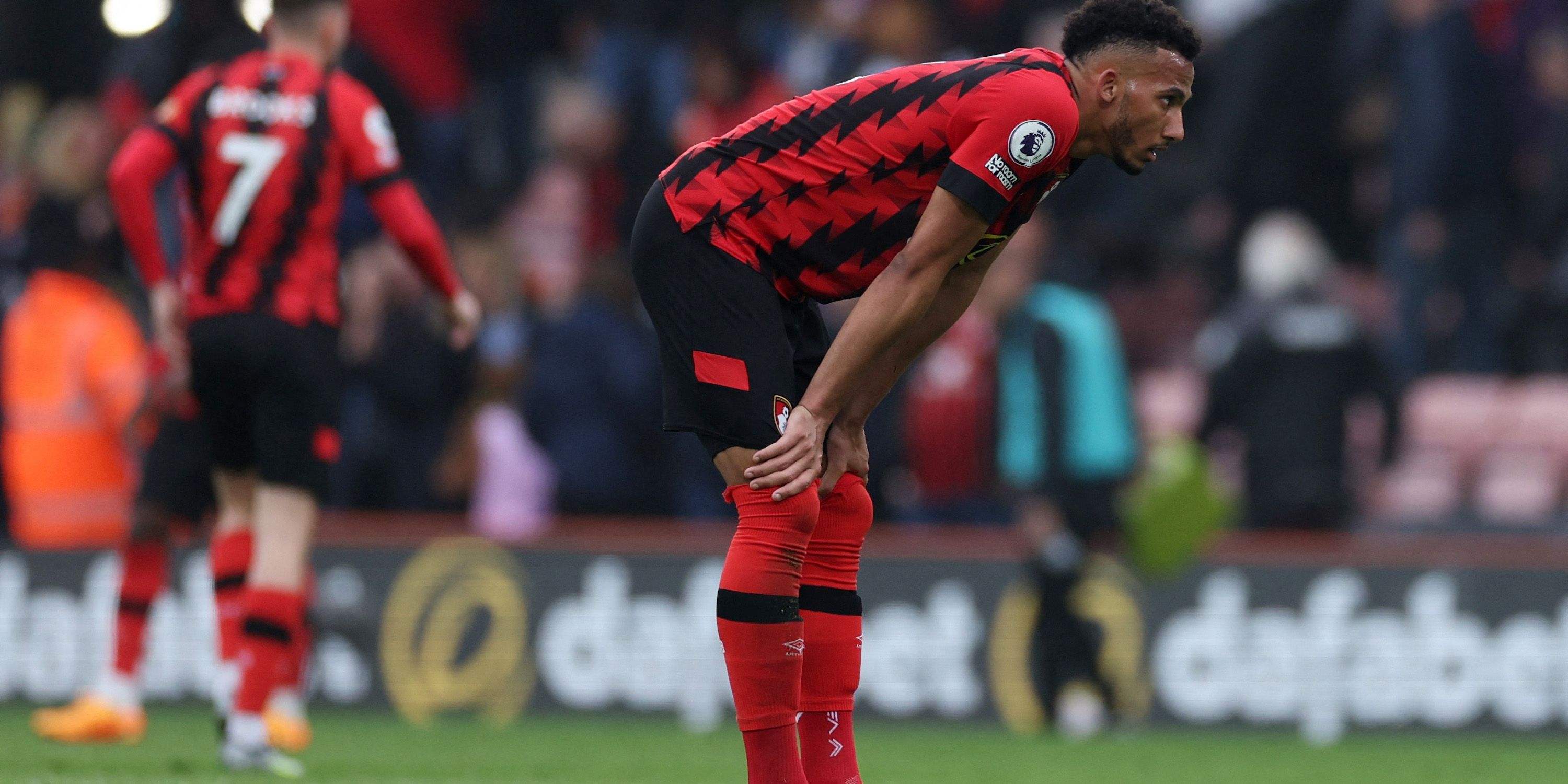 AFC Bournemouth's Lloyd Kelly looks dejected after the match
