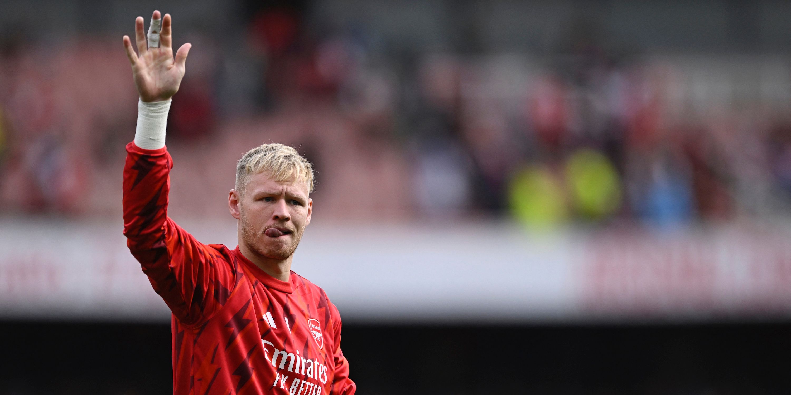 Arsenal's Aaron Ramsdale reacts after the match