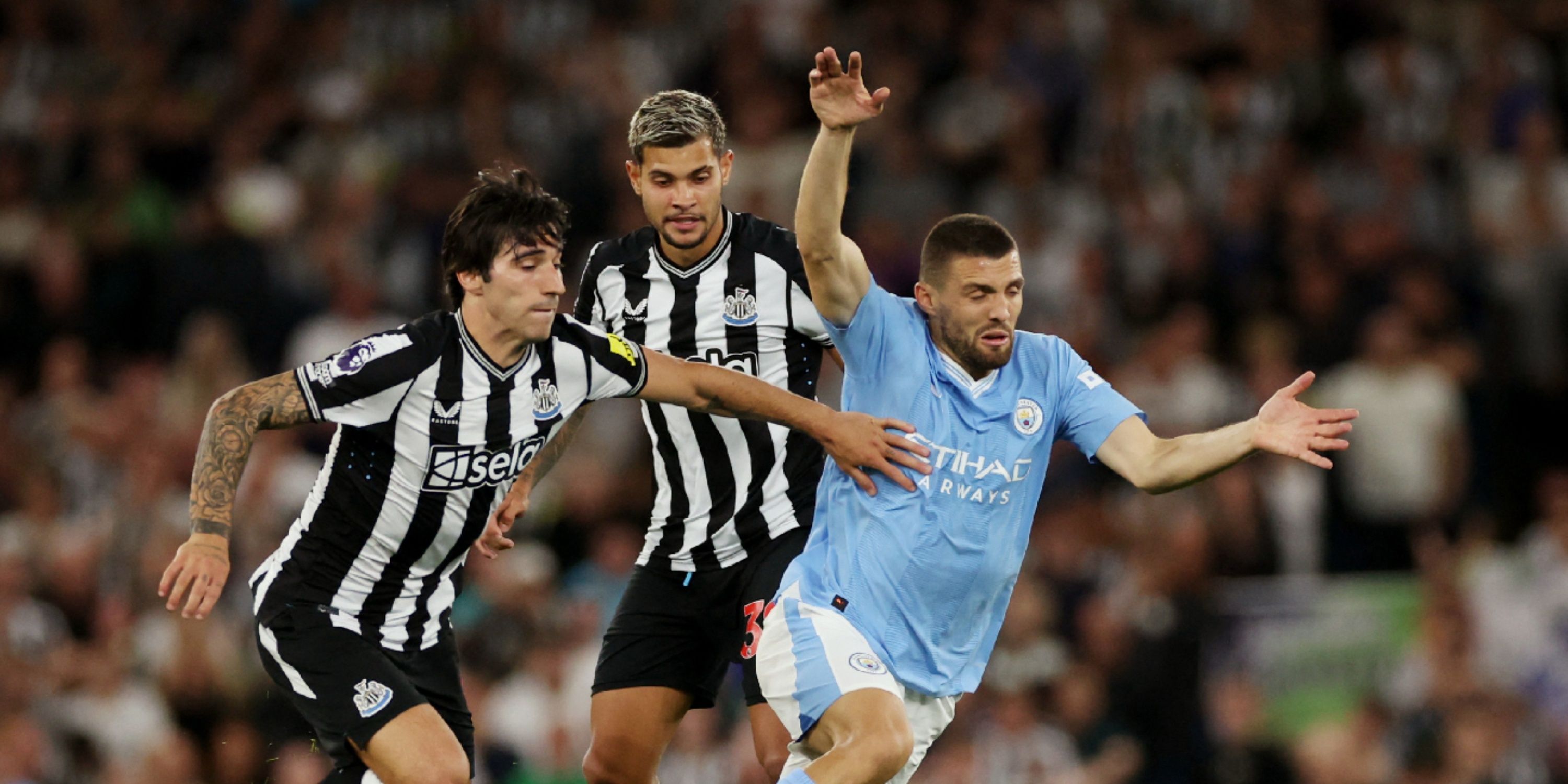 Bruno Guimaraes for Newcastle against Manchester City