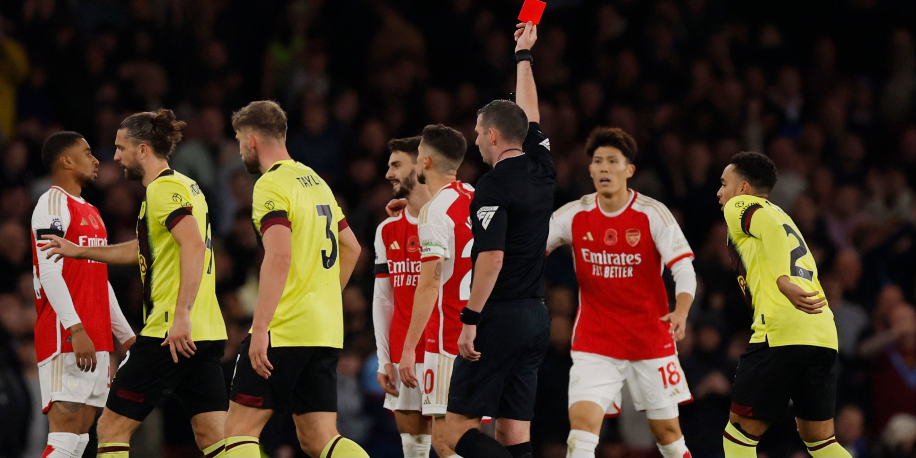 Fabio-Vieira-Burnley-Arsenal-Red-Card
