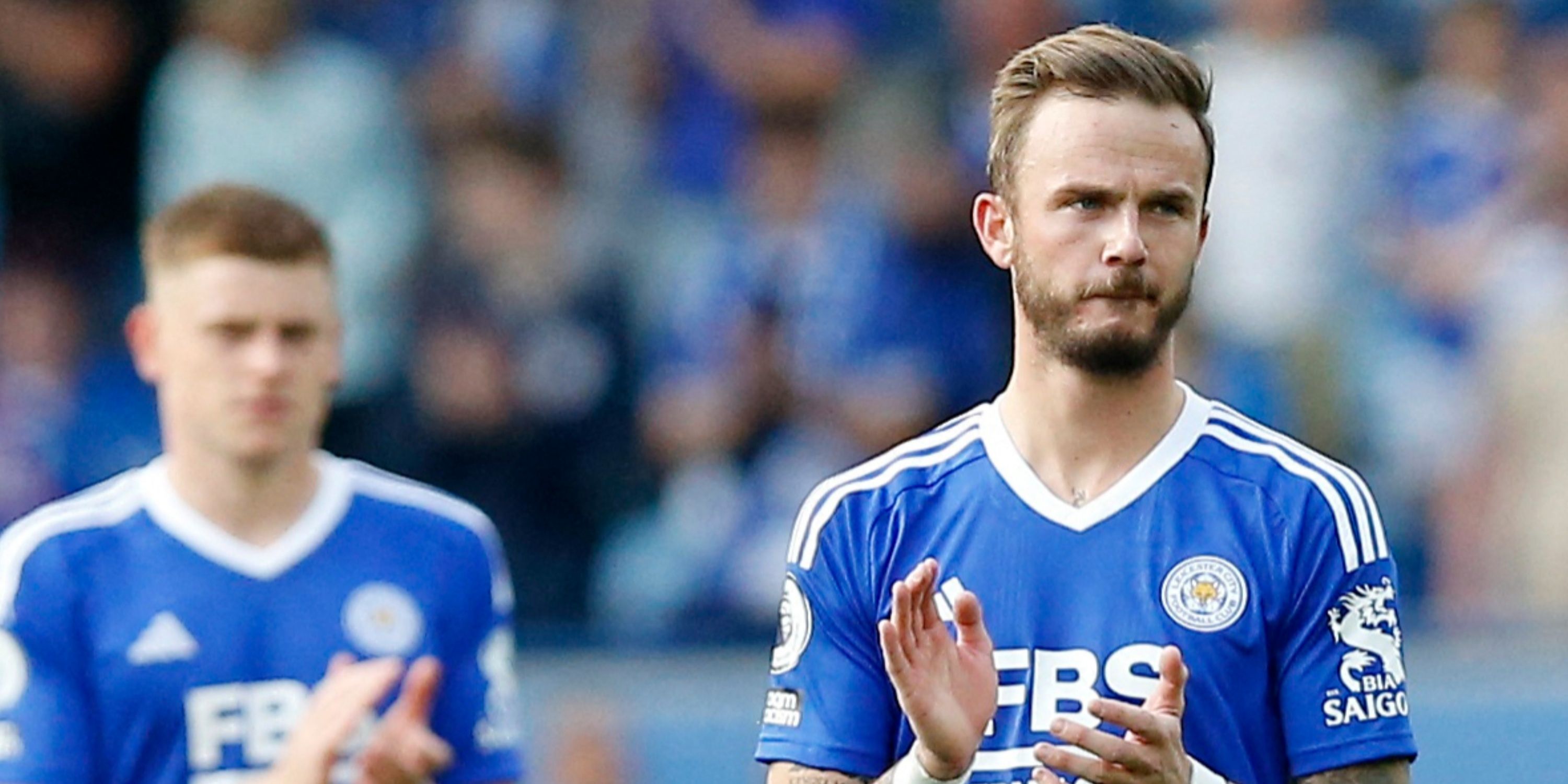 James Maddison in action for Leicester City. 