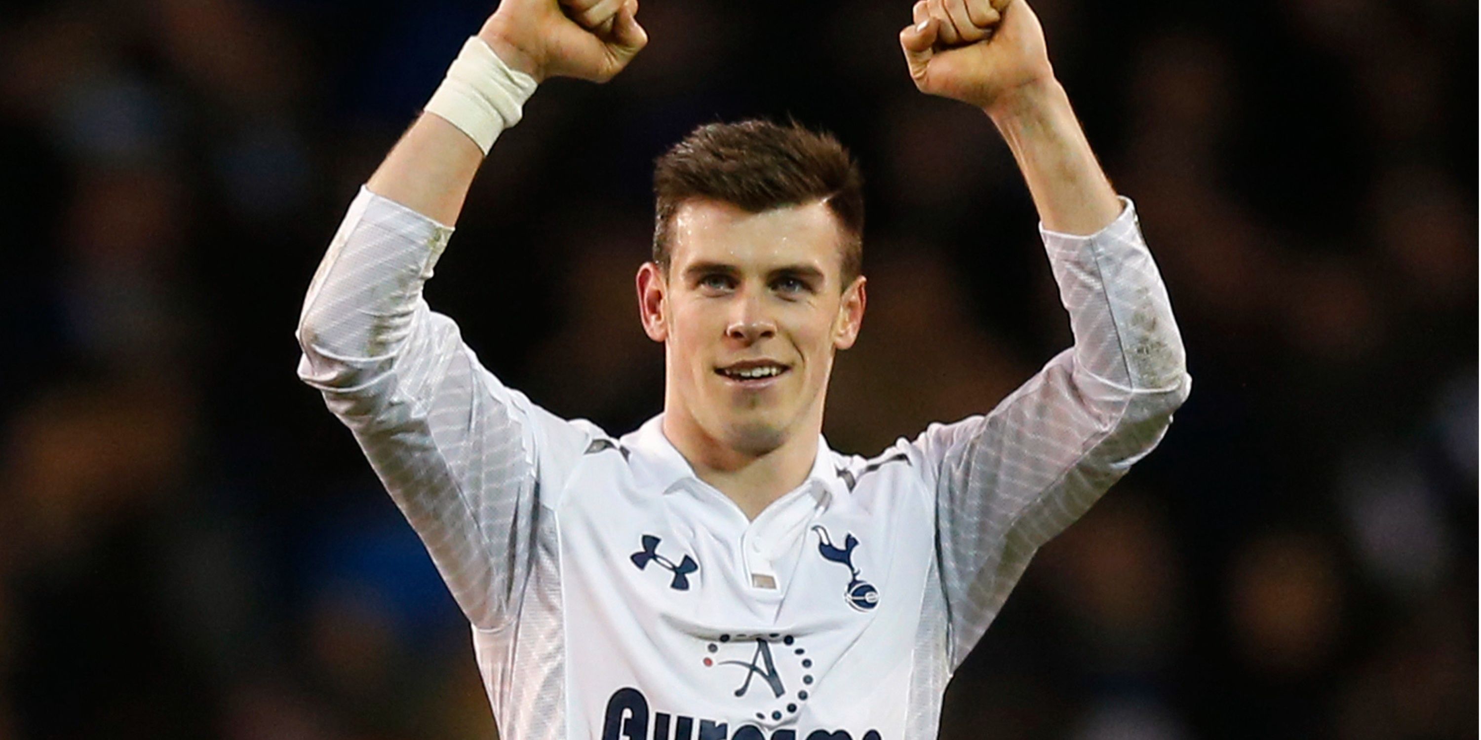 Gareth Bale celebrates for Tottenham.