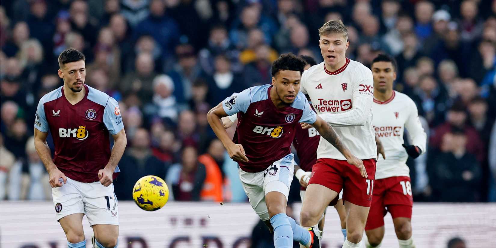 Boubacar Kamara in Premier League action for Aston Villa.