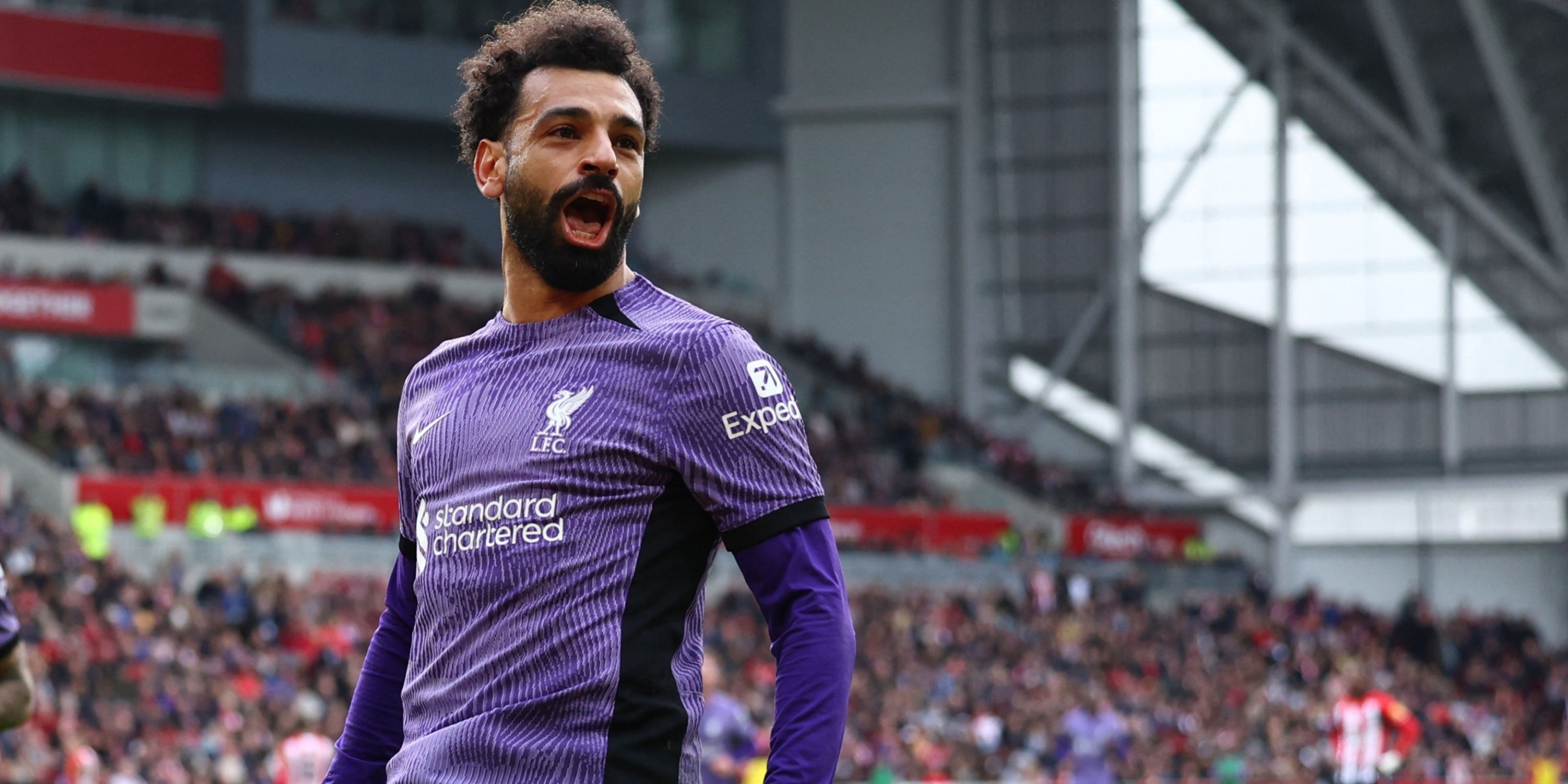 Mohamed Salah celebrates for Liverpool.-1