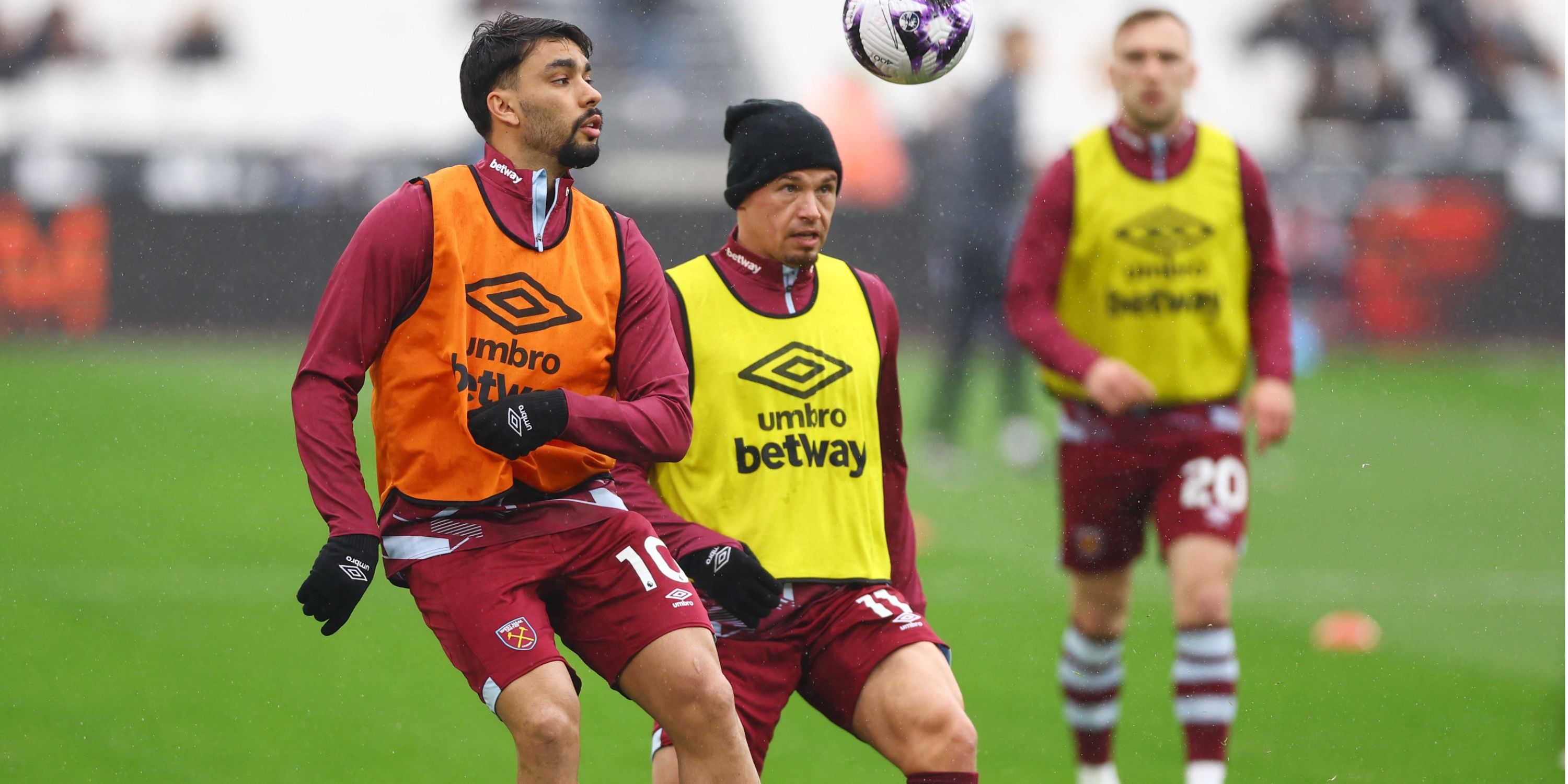 Lucas Paqueta and Kalvin Phillips pre-match for West Ham.