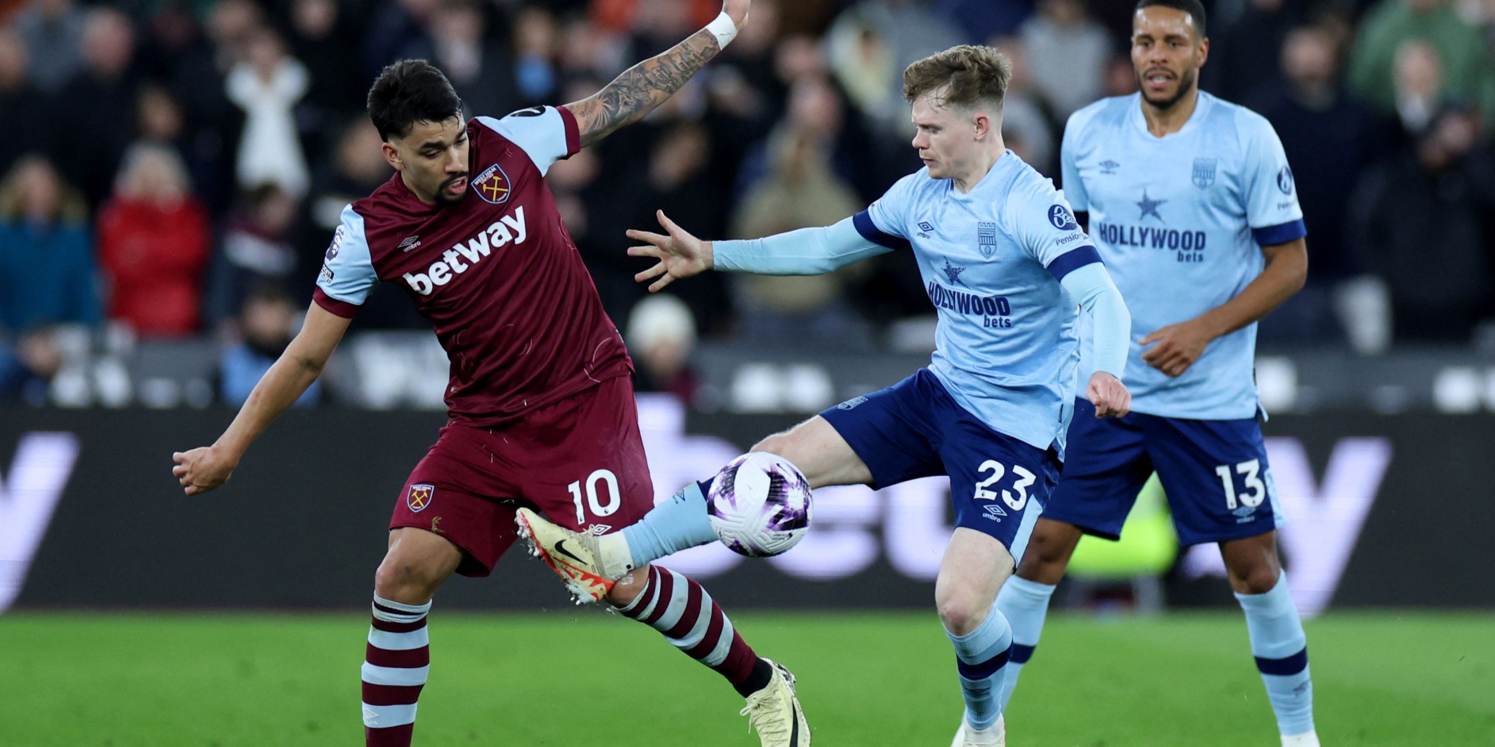 Lucas Paqueta in action for West Ham.