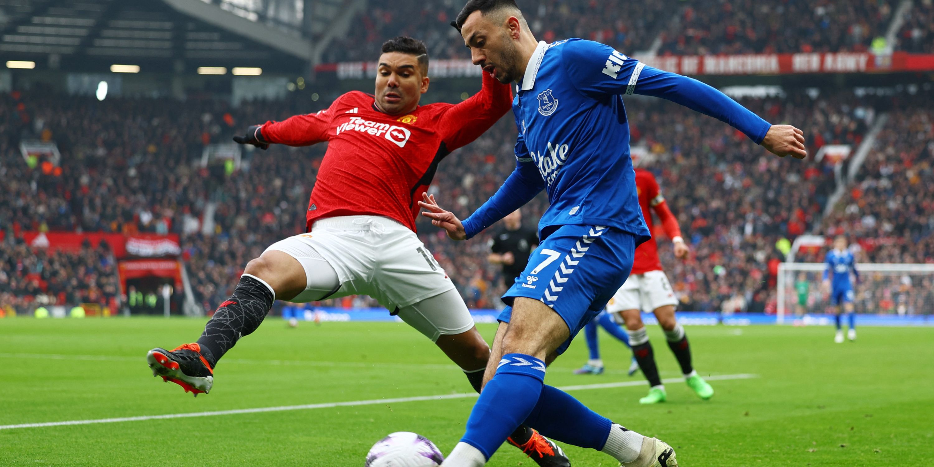 Casemiro in Premier League action for Manchester United against Everton