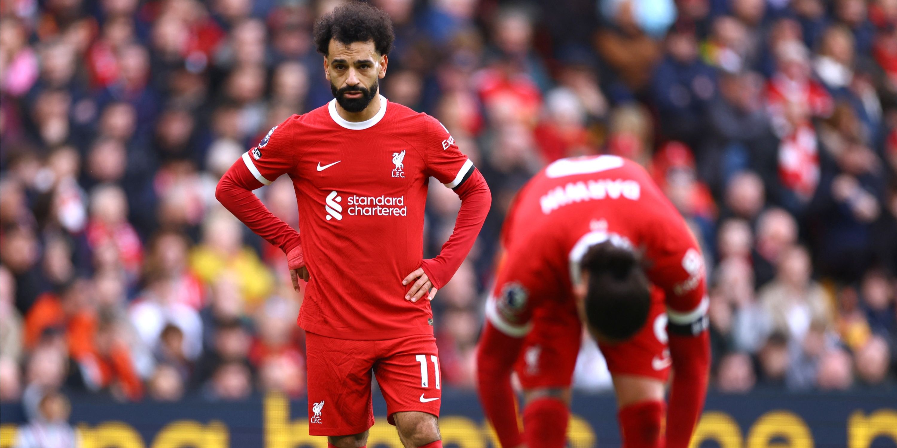 Mohamed Salah looks dejected for Liverpool