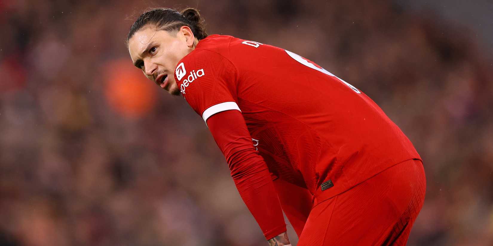 Darwin Nunez looks frustrated for Liverpool