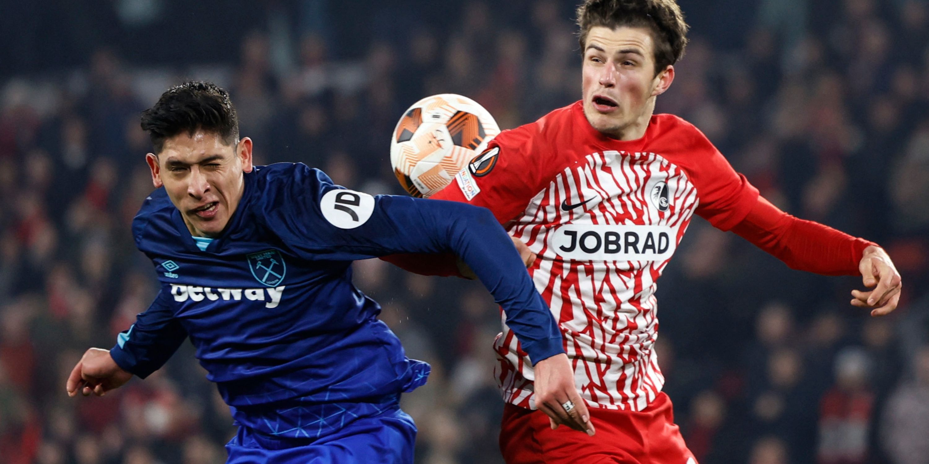 Freiburg midfielder Merlin Rohl in Europa League action against West Ham