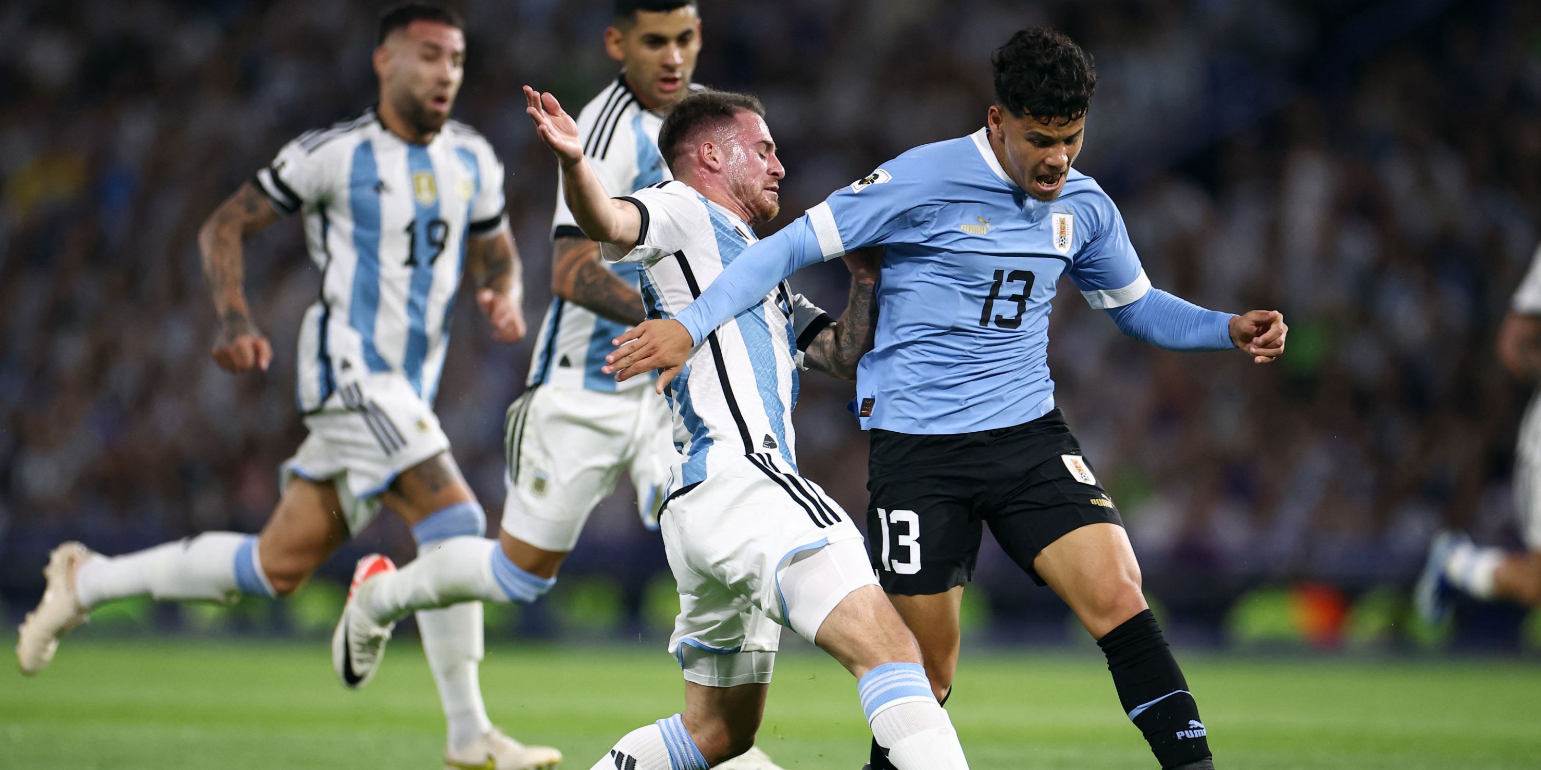 Uruguay's Maximiliano Araujo in action