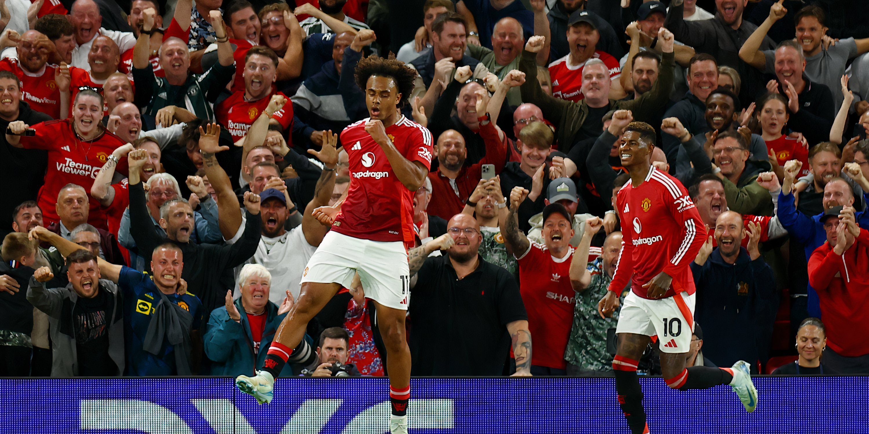 Manchester United's Joshua Zirkzee scores vs Fulham