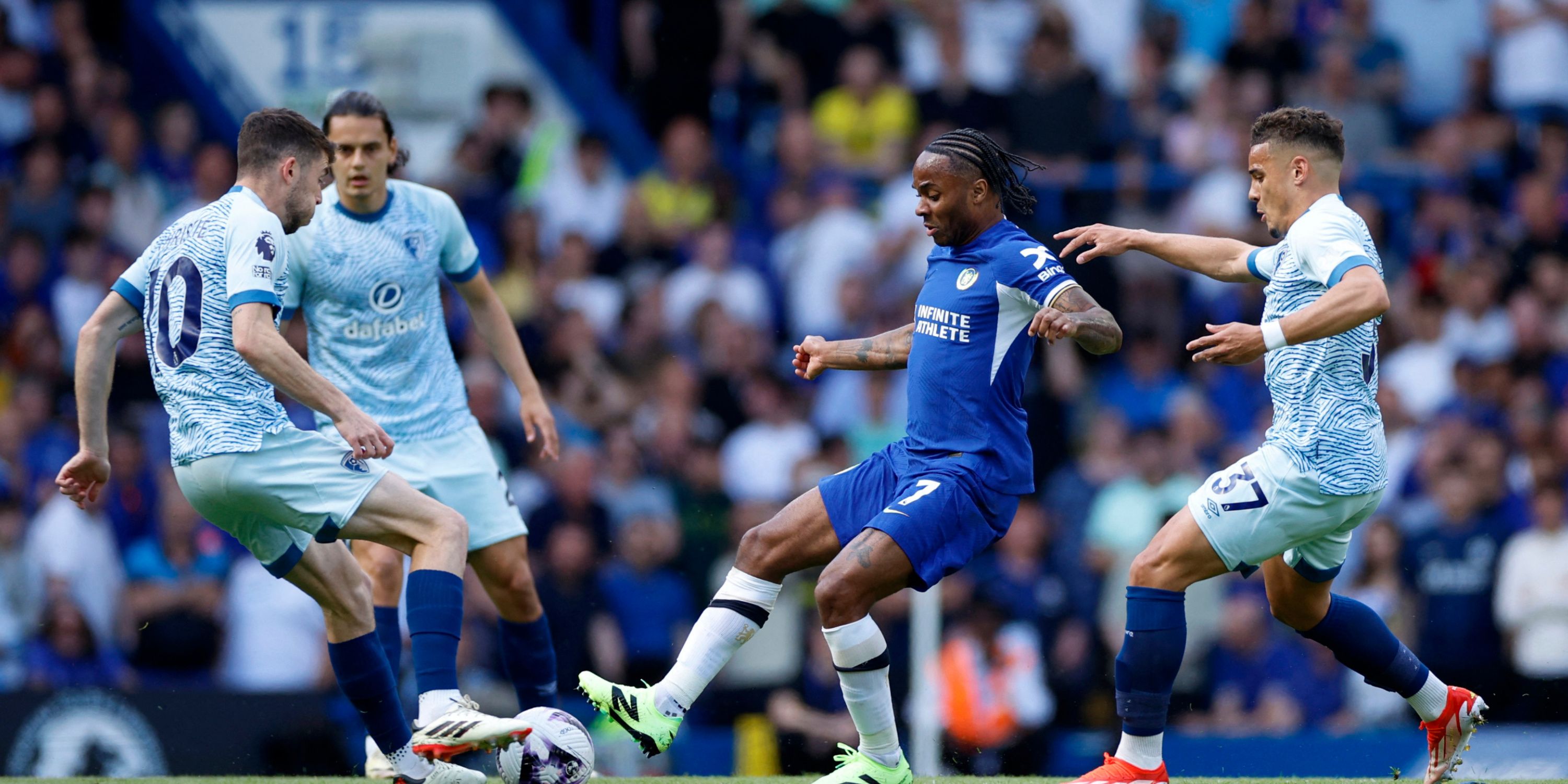 Bournemouth defender Max Aarons in Premier League action against Chelsea