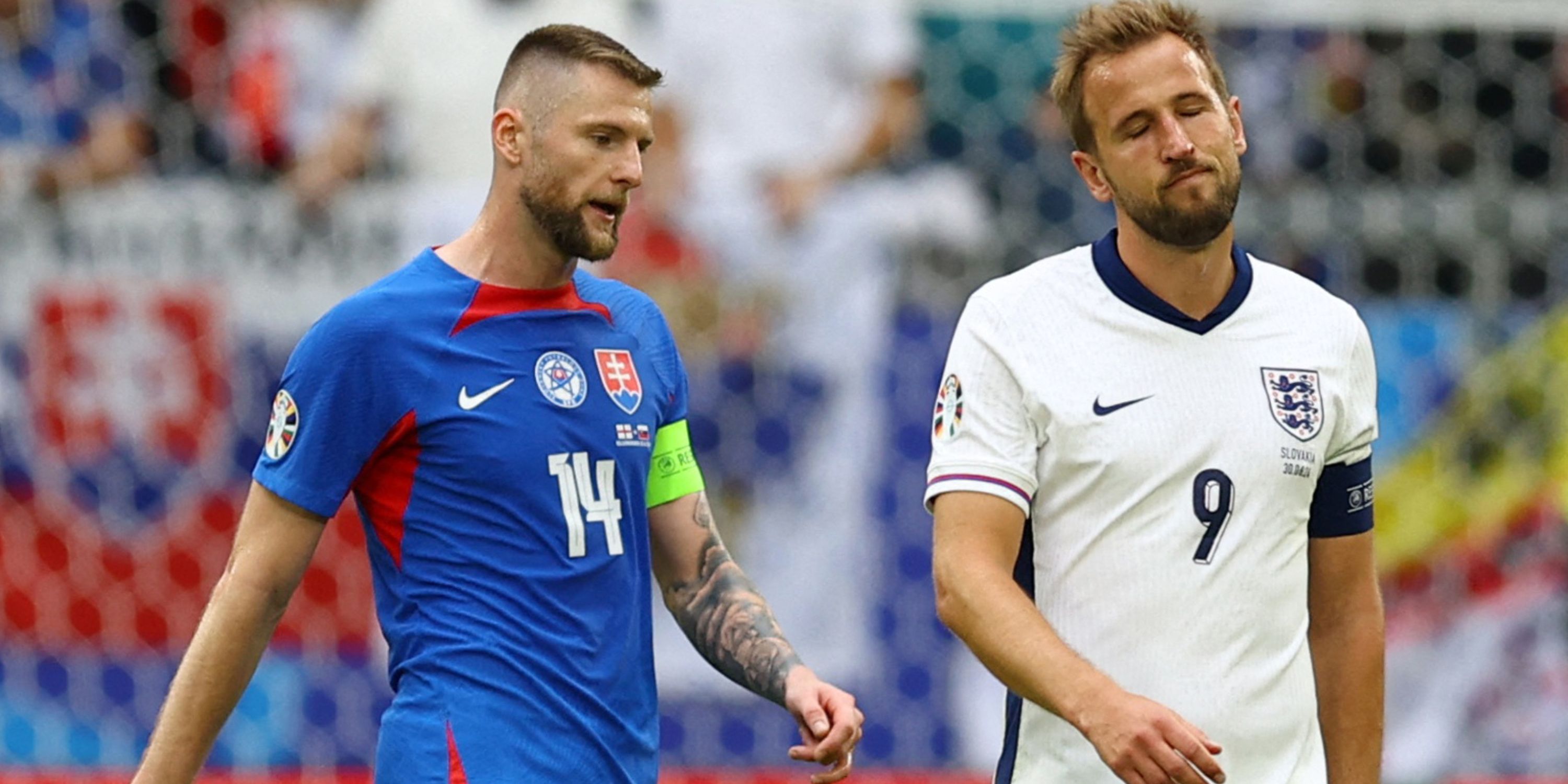 Milan Skriniar and Harry Kane in Euro 2024