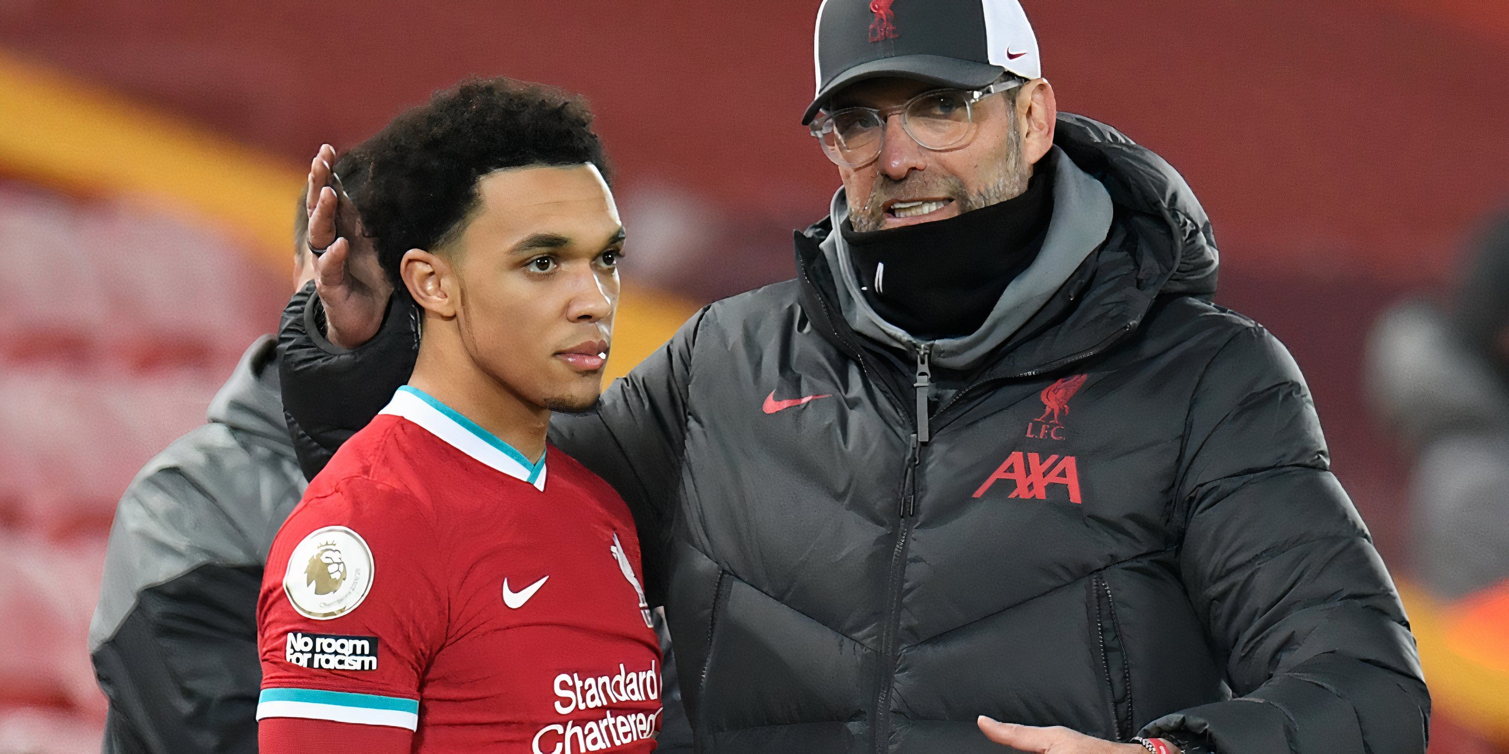 Liverpool's Trent Alexander-Arnold with Jurgen Klopp