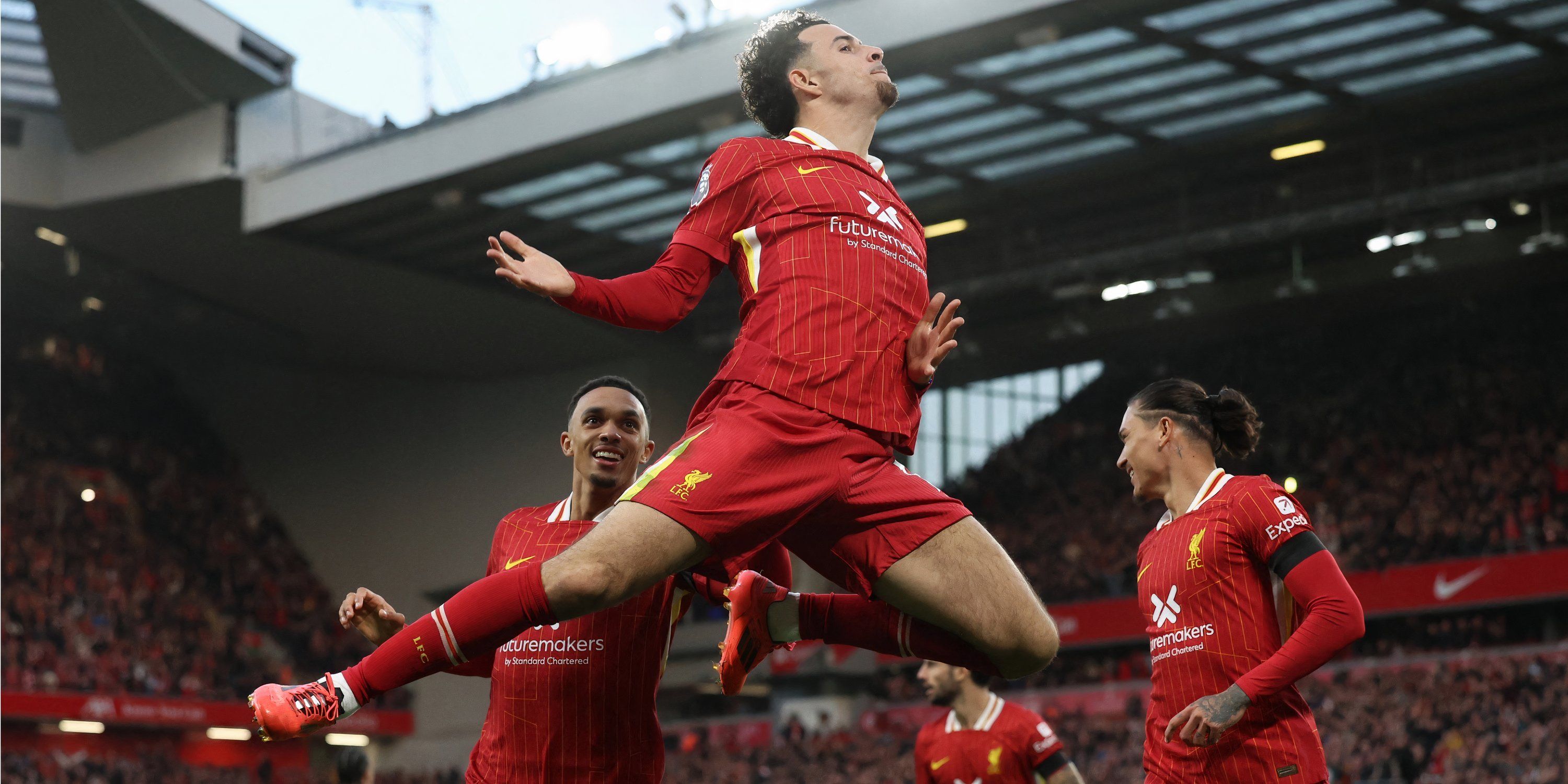 Liverpool star Curtis Jones celebrates