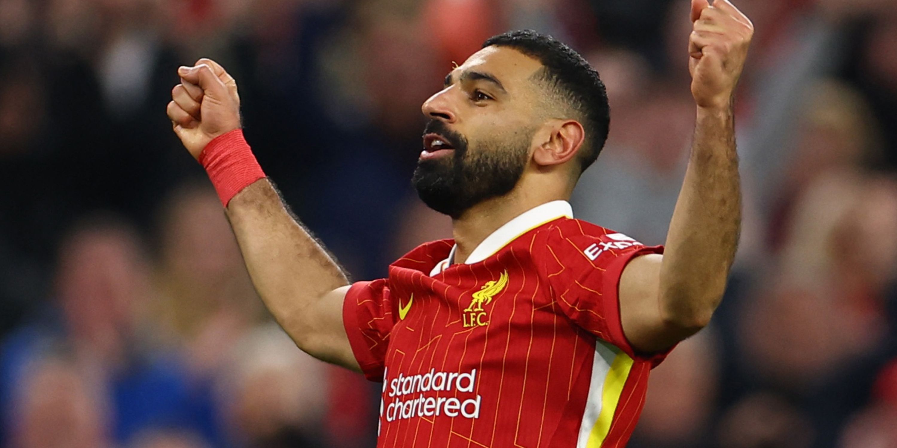 Liverpool forward Mohamed Salah after scoring in the Premier League against Brighton