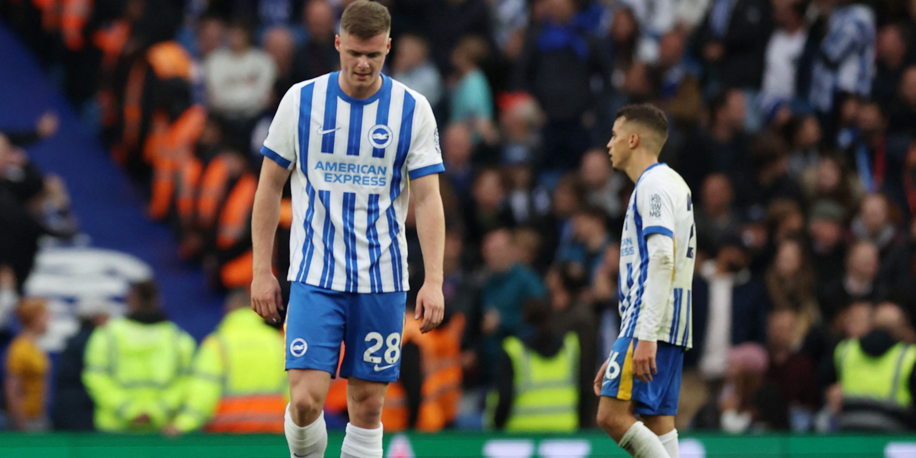  Brighton & Hove Albion's Evan Ferguson looks dejected after Wolverhampton Wanderers' Matheus Cunha scores their second goal 