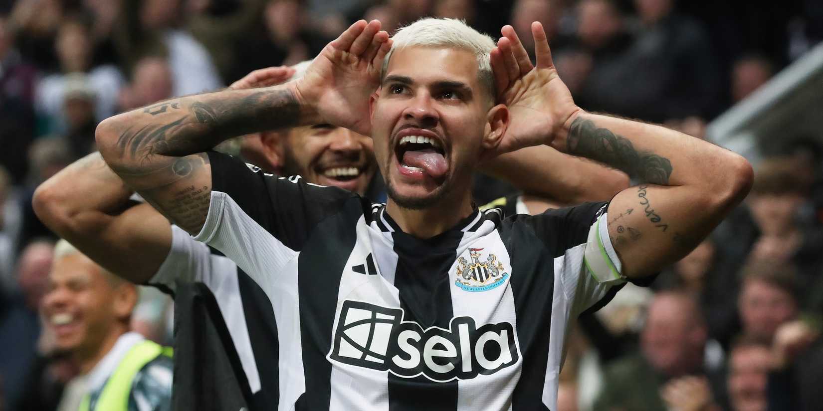 Bruno Guimaraes celebrates for Newcastle