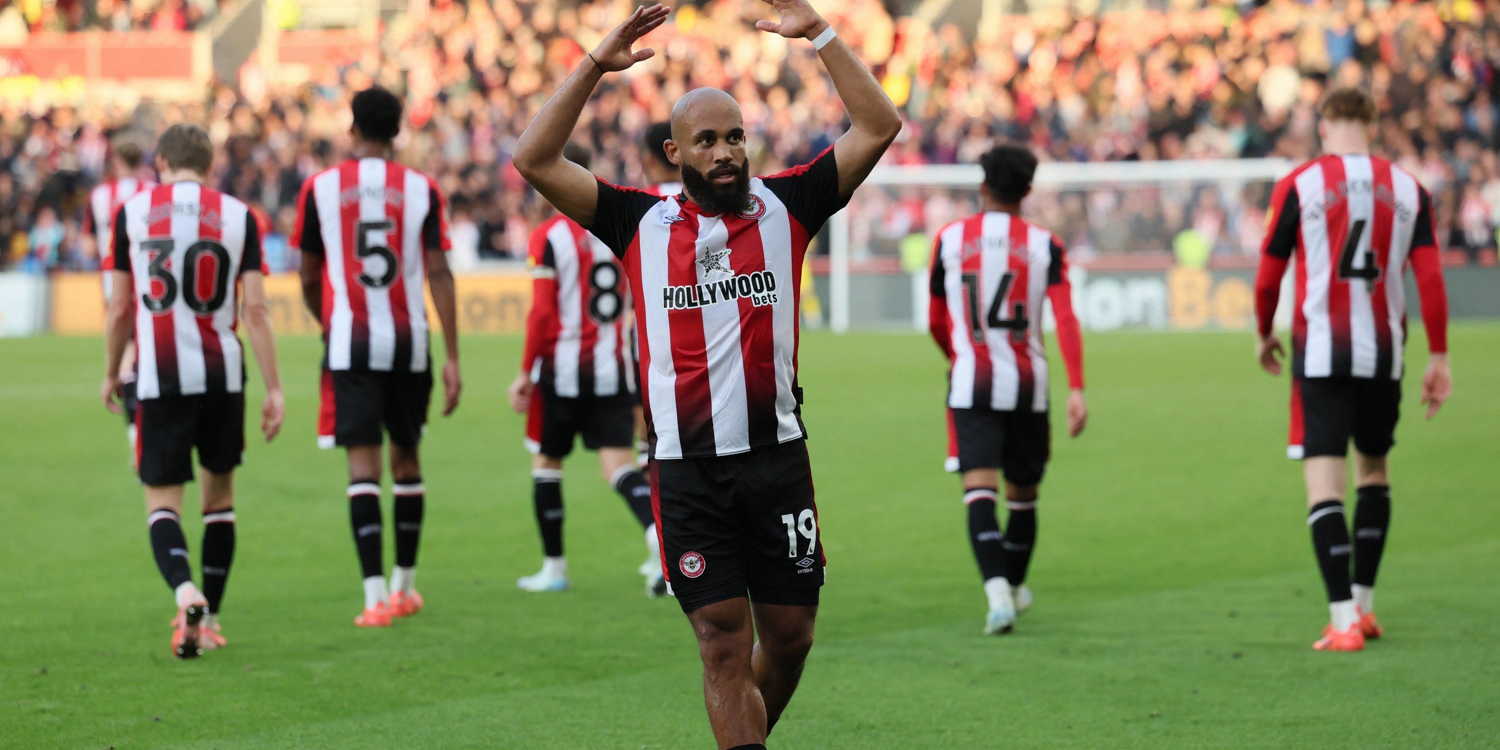 Bryan Mbeumo celebrates for Brentford